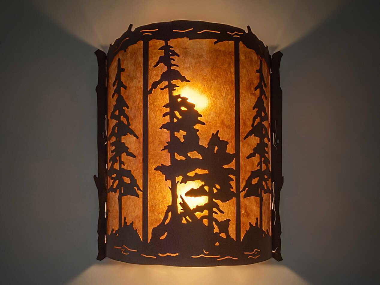 Meyda Pines 2-Light Rust Brown Glass Wall Sconce