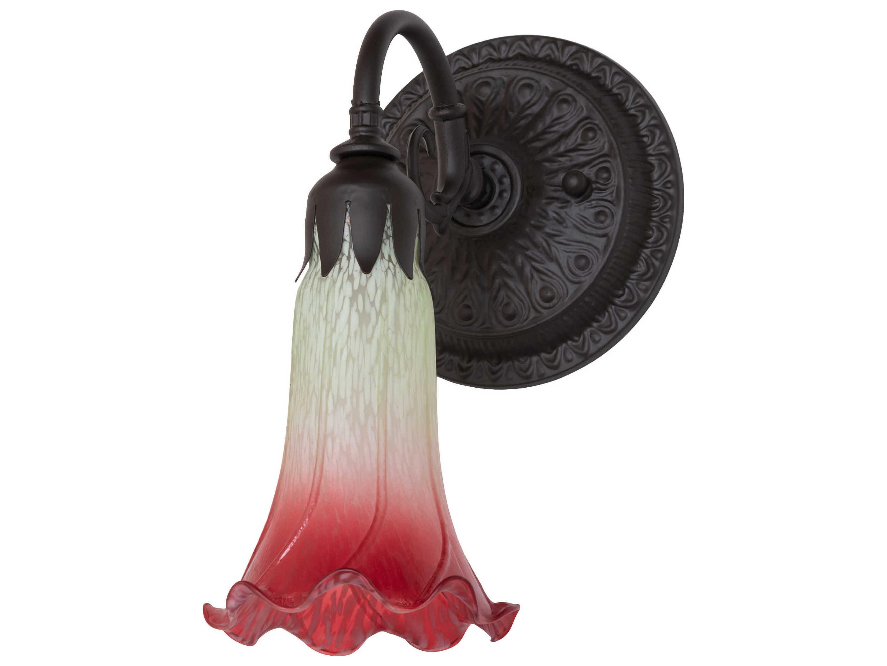 Meyda Pond Lily 1-Light Oil Rubbed Bronze Glass Wall Sconce