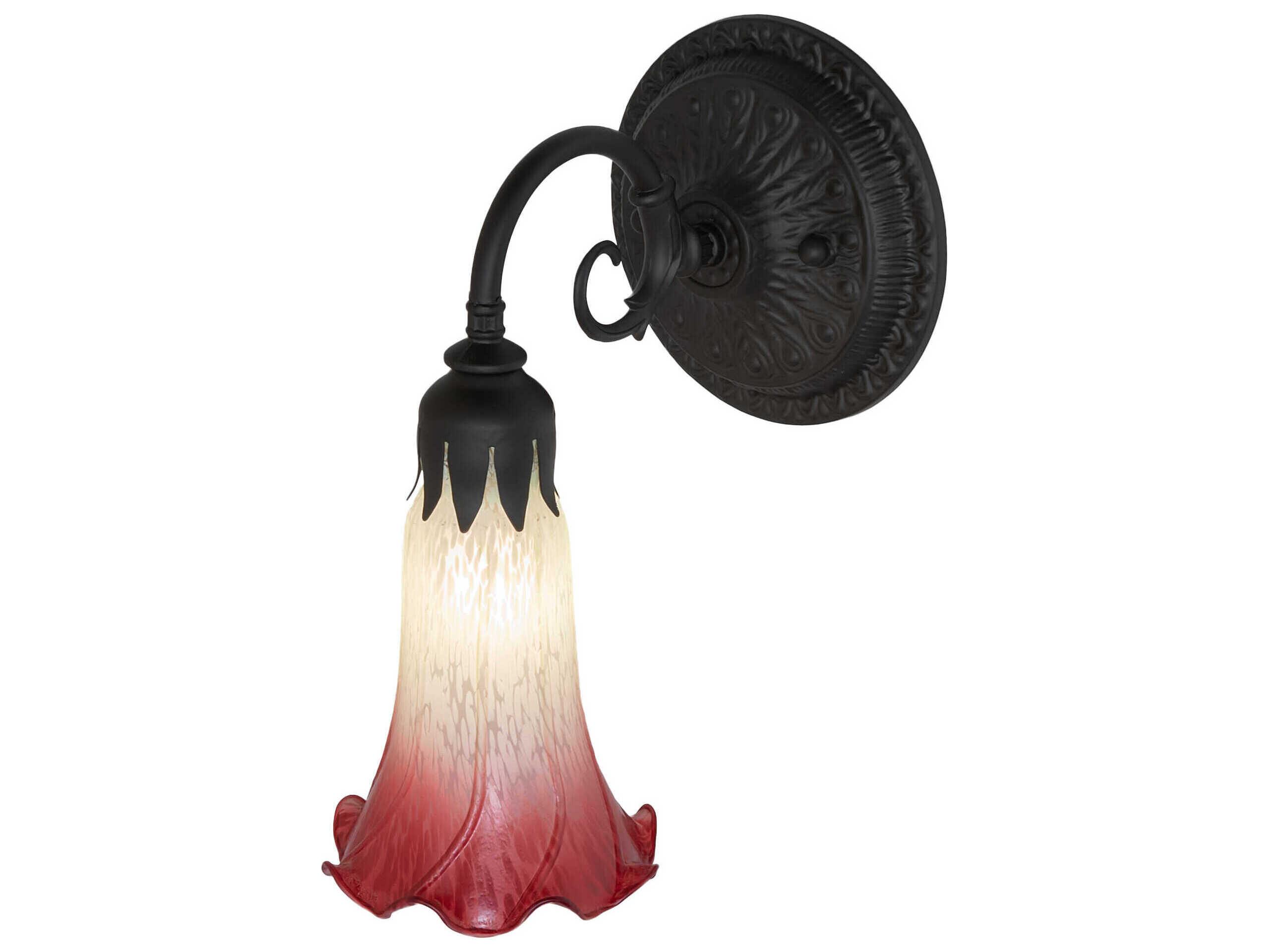 Meyda Pond Lily 1-Light Oil Rubbed Bronze Glass Wall Sconce