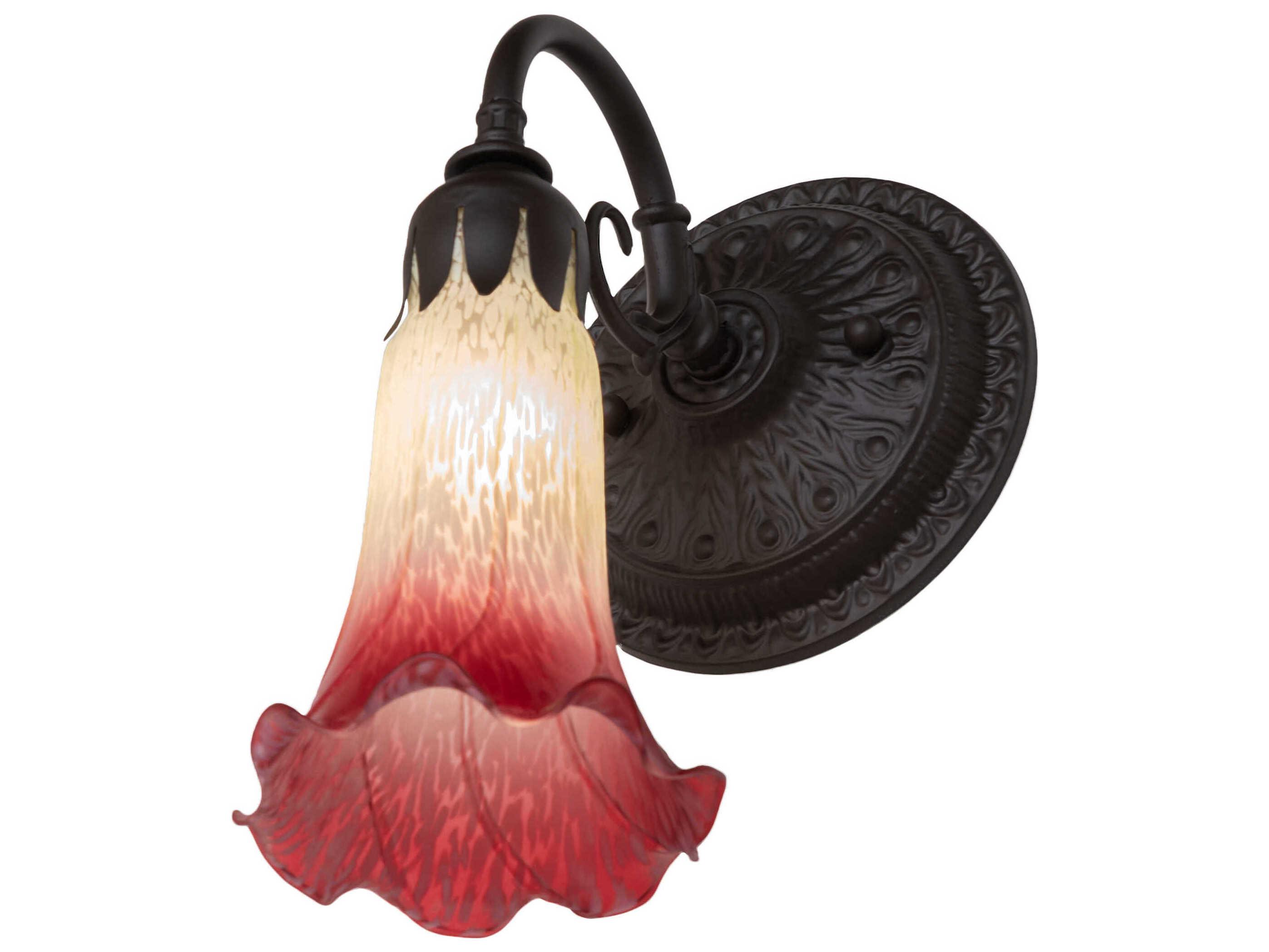 Meyda Pond Lily 1-Light Oil Rubbed Bronze Glass Wall Sconce