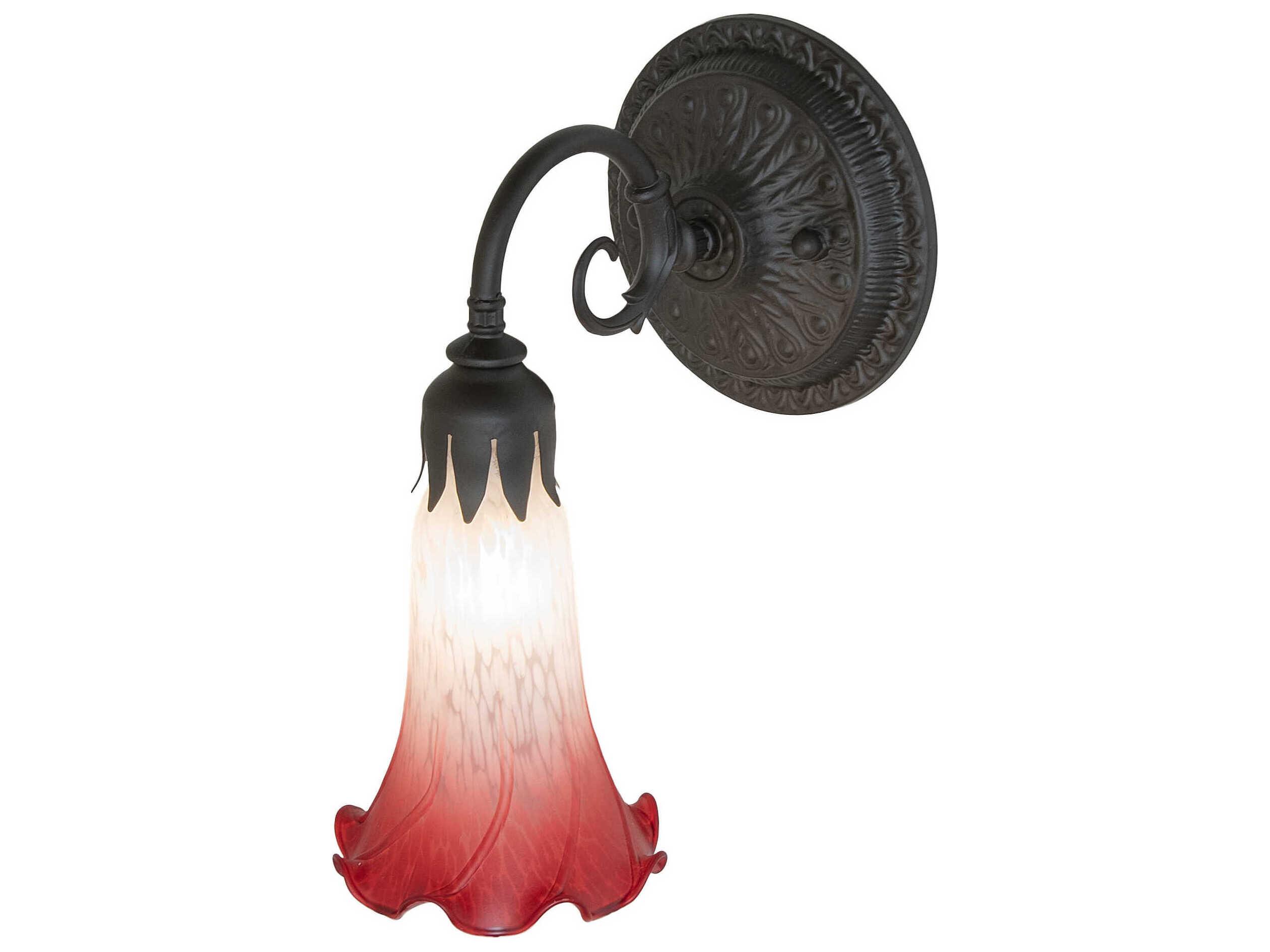 Meyda Pond Lily 1-Light Oil Rubbed Bronze Glass Wall Sconce