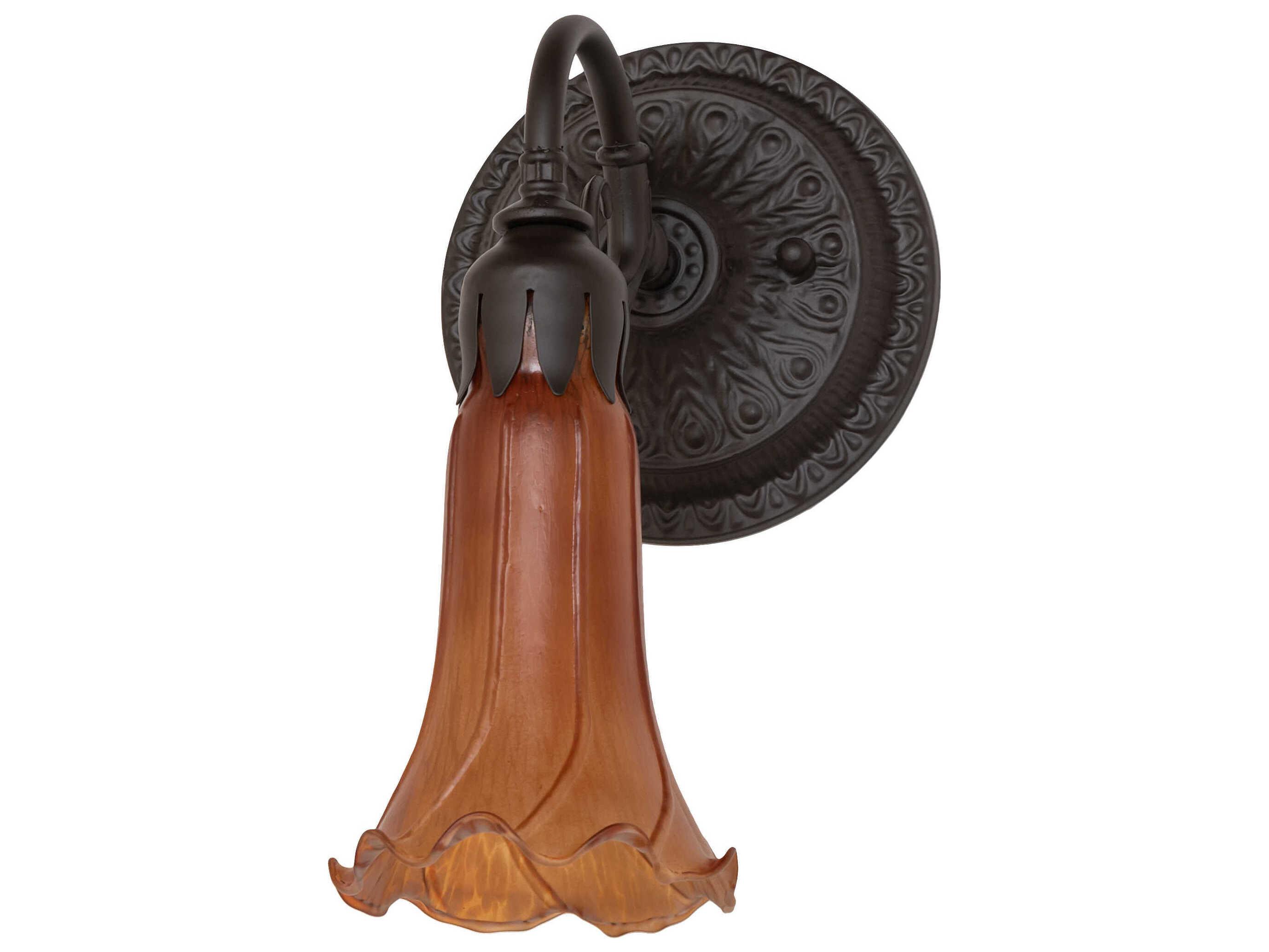 Meyda Pond Lily 1-Light Oil Rubbed Bronze Glass Wall Sconce
