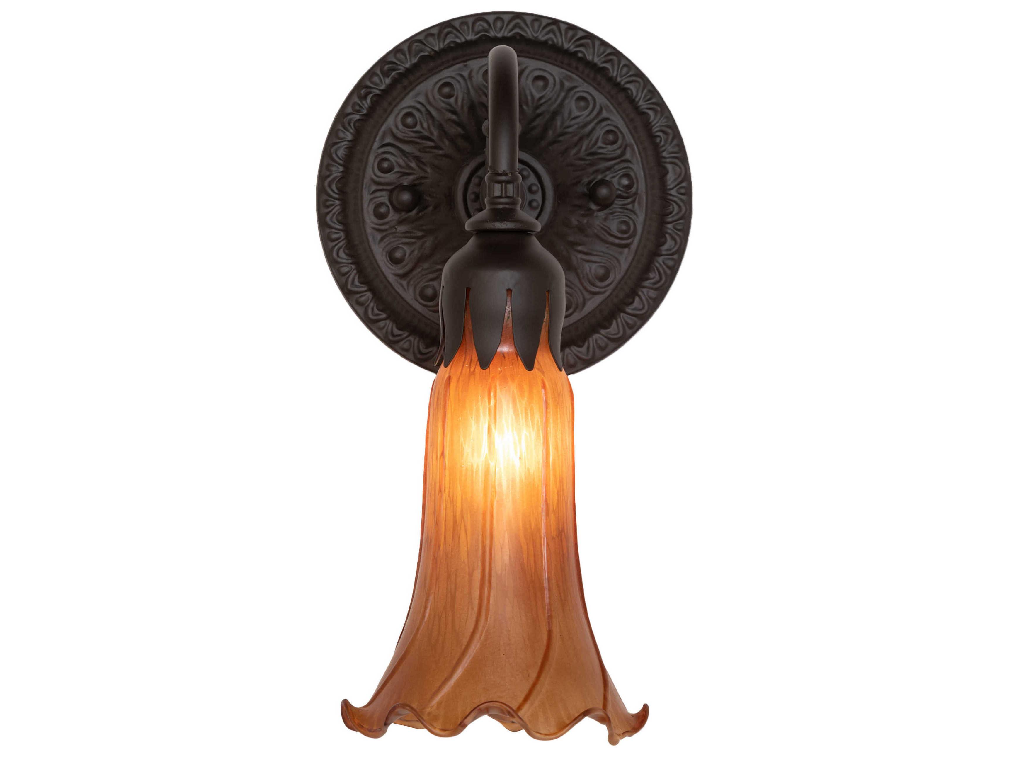 Meyda Pond Lily 1-Light Oil Rubbed Bronze Glass Wall Sconce