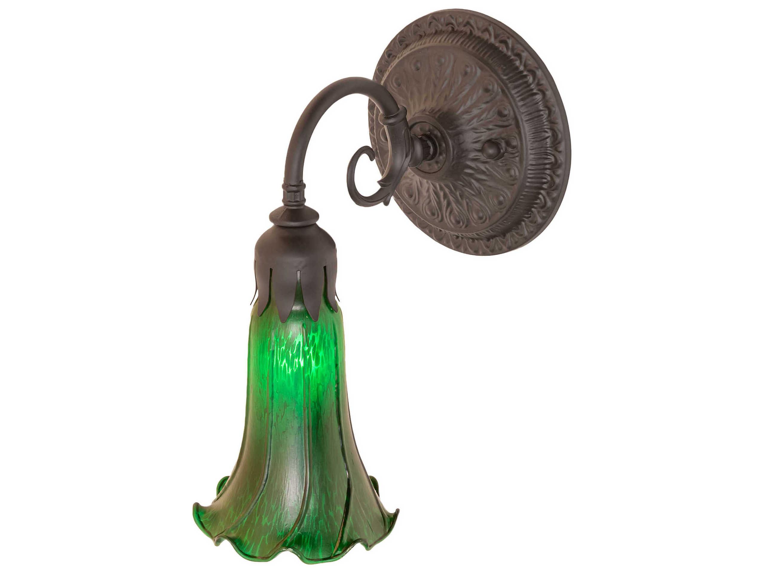 Meyda Pond Lily 1-Light Oil Rubbed Bronze Glass Wall Sconce