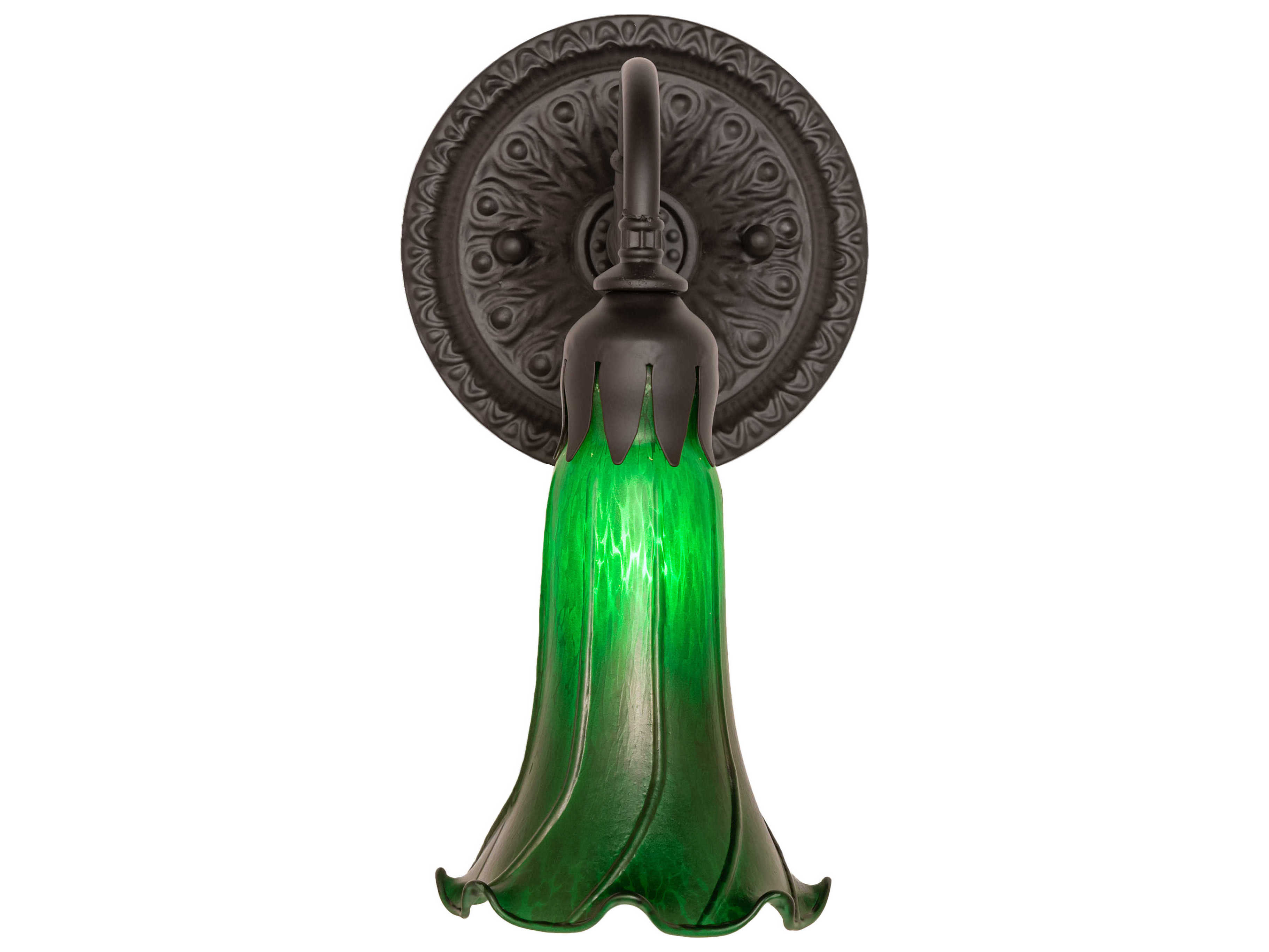 Meyda Pond Lily 1-Light Oil Rubbed Bronze Glass Wall Sconce