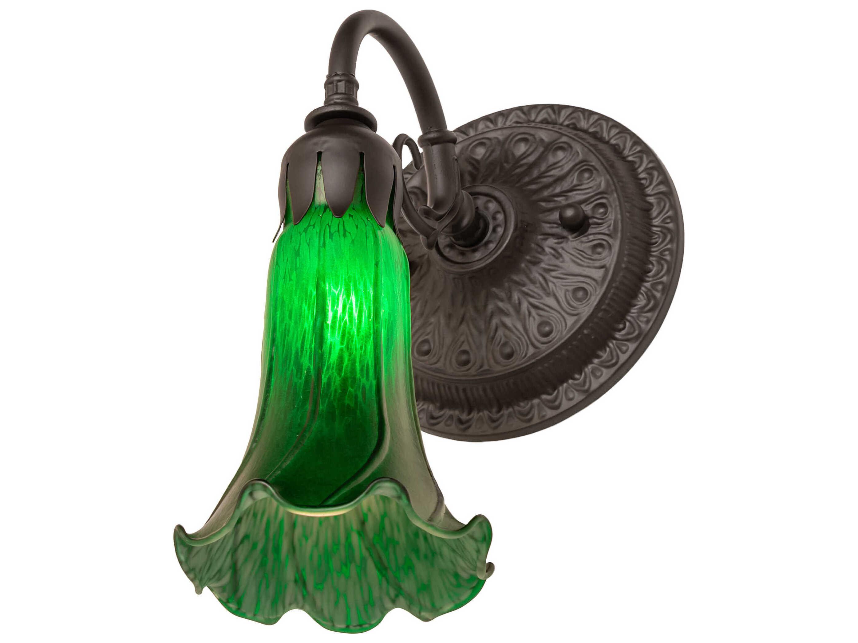 Meyda Pond Lily 1-Light Oil Rubbed Bronze Glass Wall Sconce