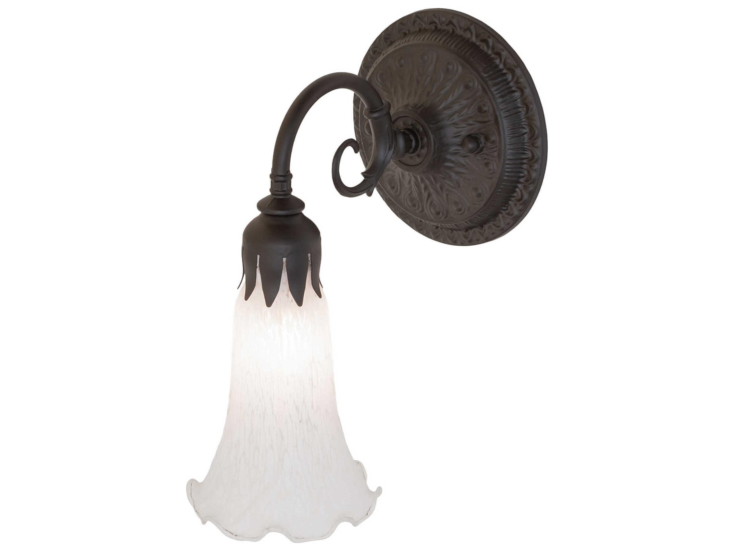Meyda Pond Lily 1-Light Oil Rubbed Bronze Glass Wall Sconce