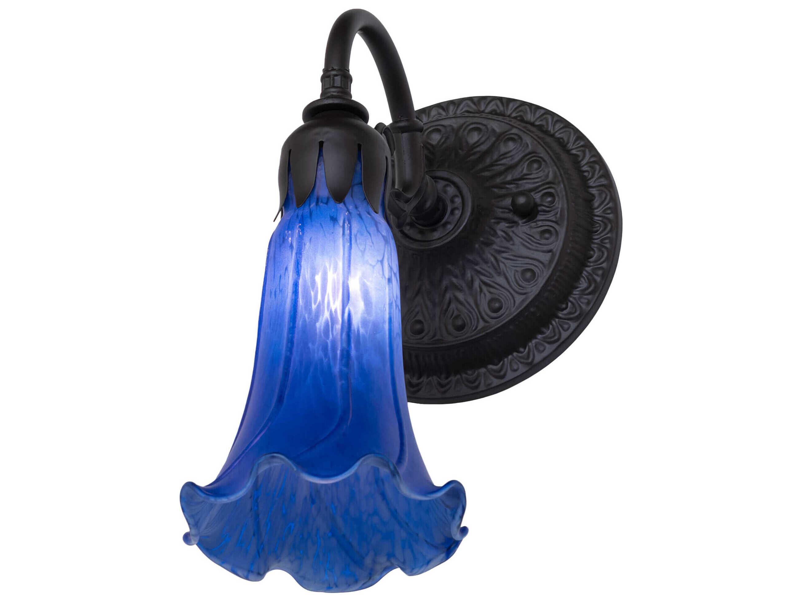 Meyda Pond Lily 1-Light Oil Rubbed Bronze Glass Wall Sconce