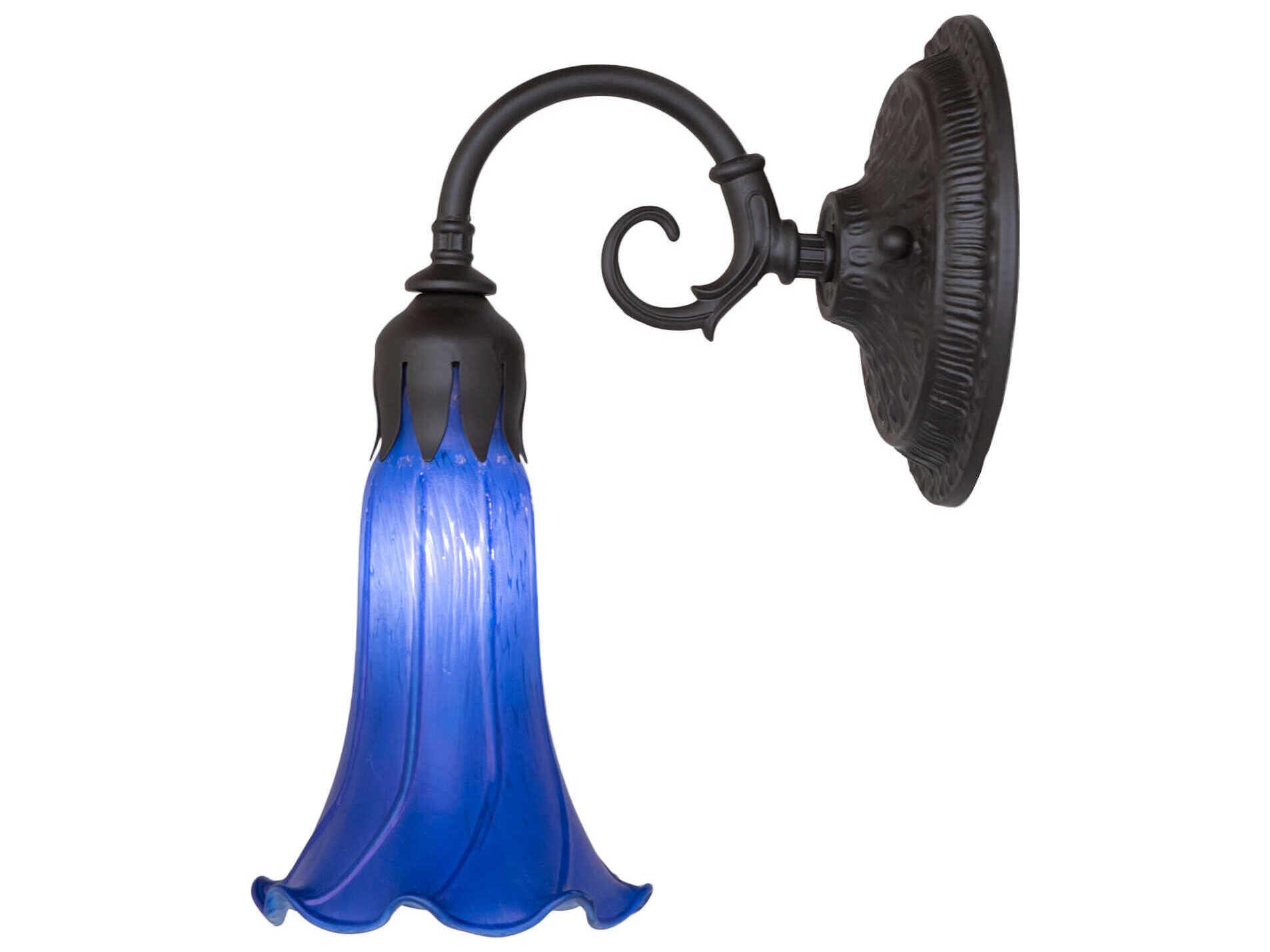 Meyda Pond Lily 1-Light Oil Rubbed Bronze Glass Wall Sconce