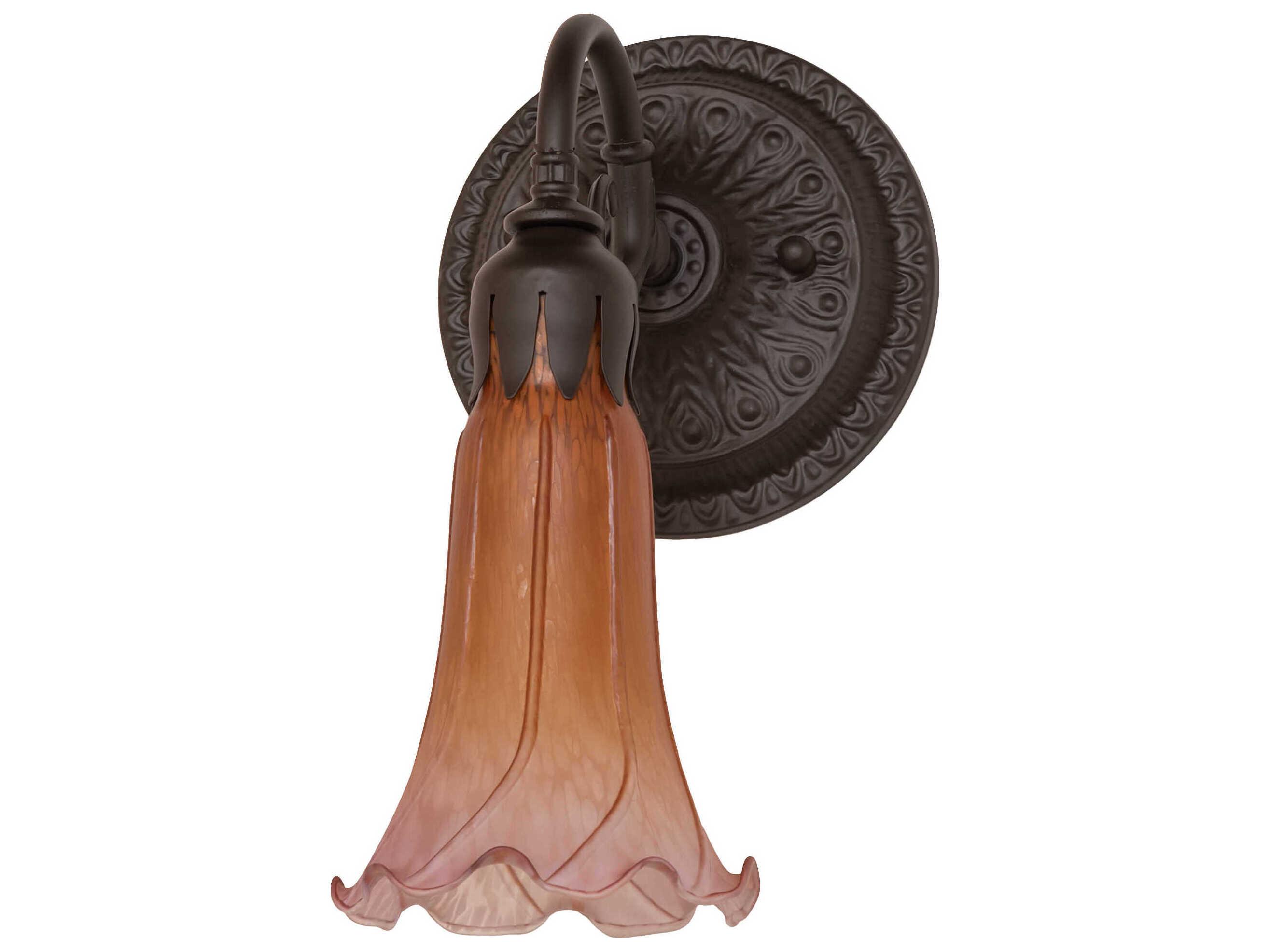Meyda Pond Lily 1-Light Oil Rubbed Bronze Glass Wall Sconce