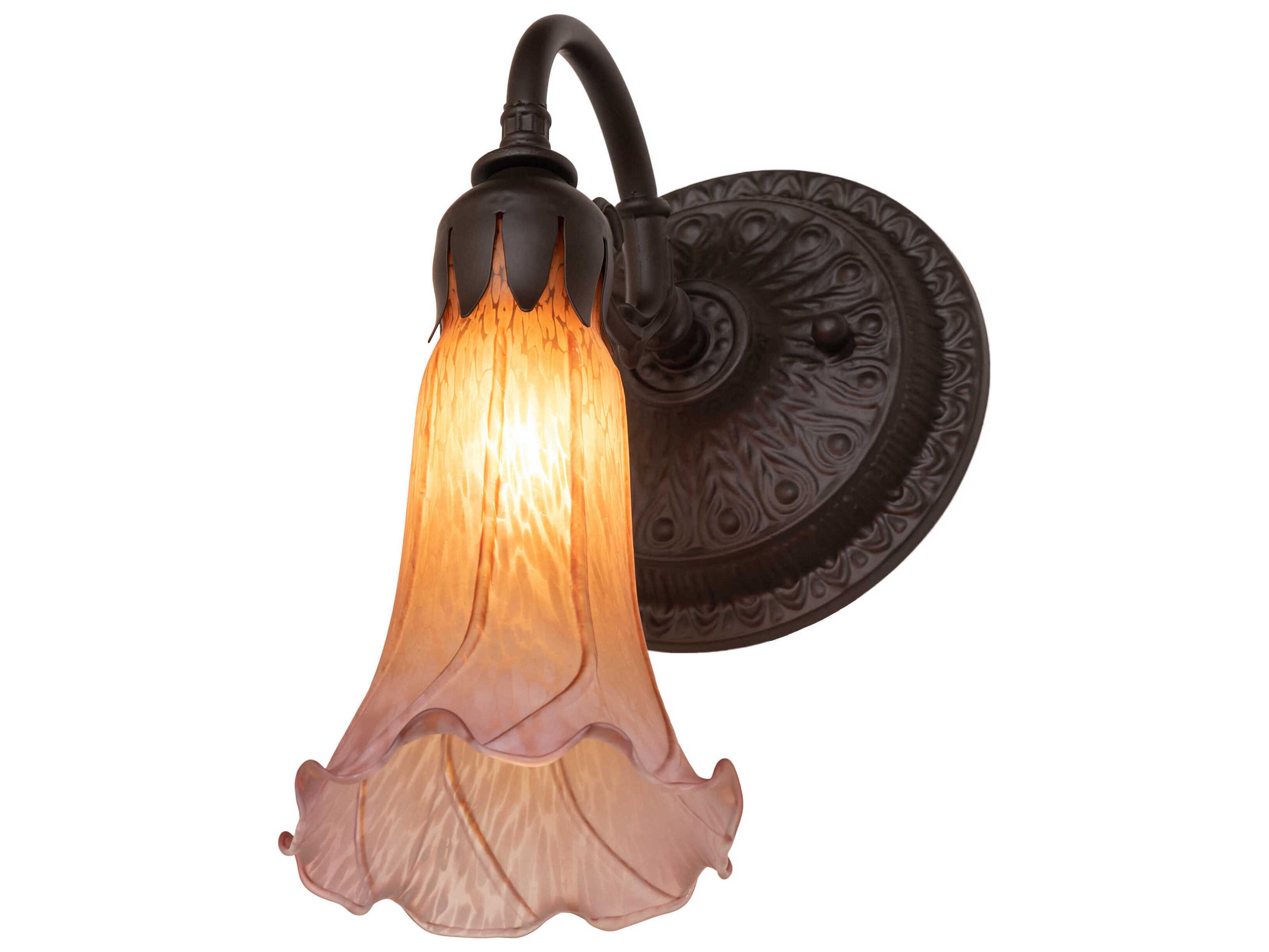 Meyda Pond Lily 1-Light Oil Rubbed Bronze Glass Wall Sconce