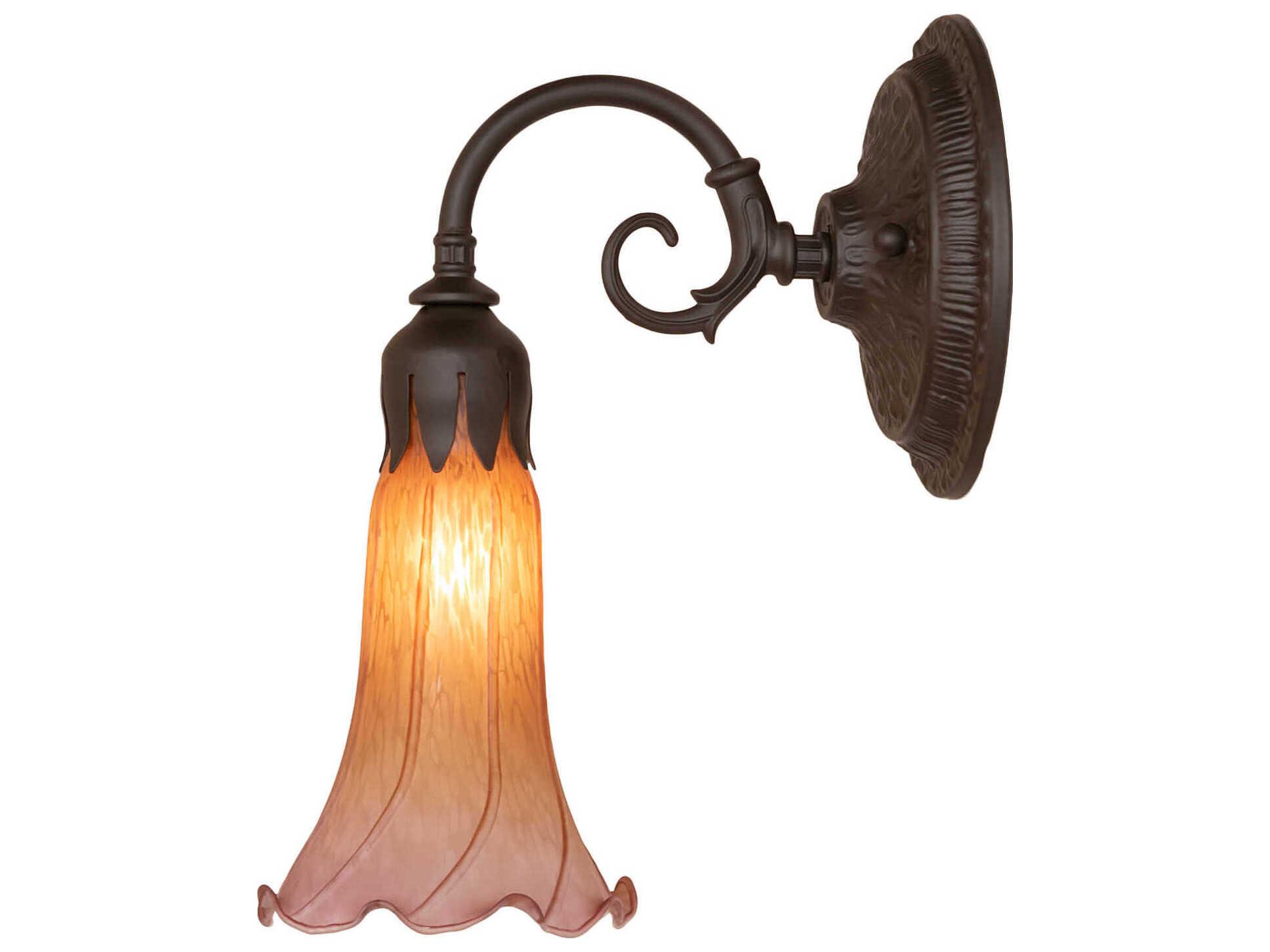 Meyda Pond Lily 1-Light Oil Rubbed Bronze Glass Wall Sconce