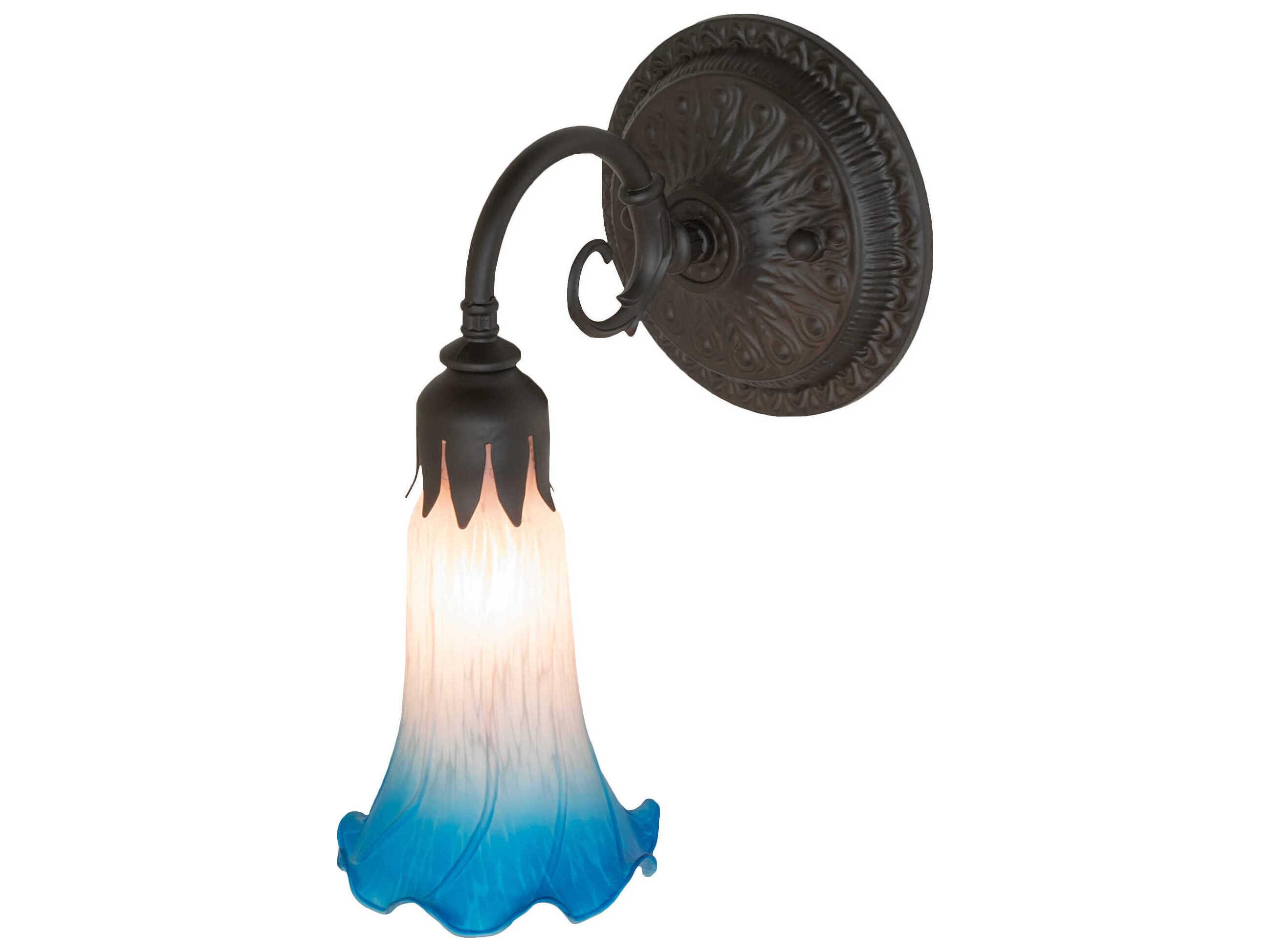 Meyda Pond Lily 1-Light Oil Rubbed Bronze Glass Wall Sconce