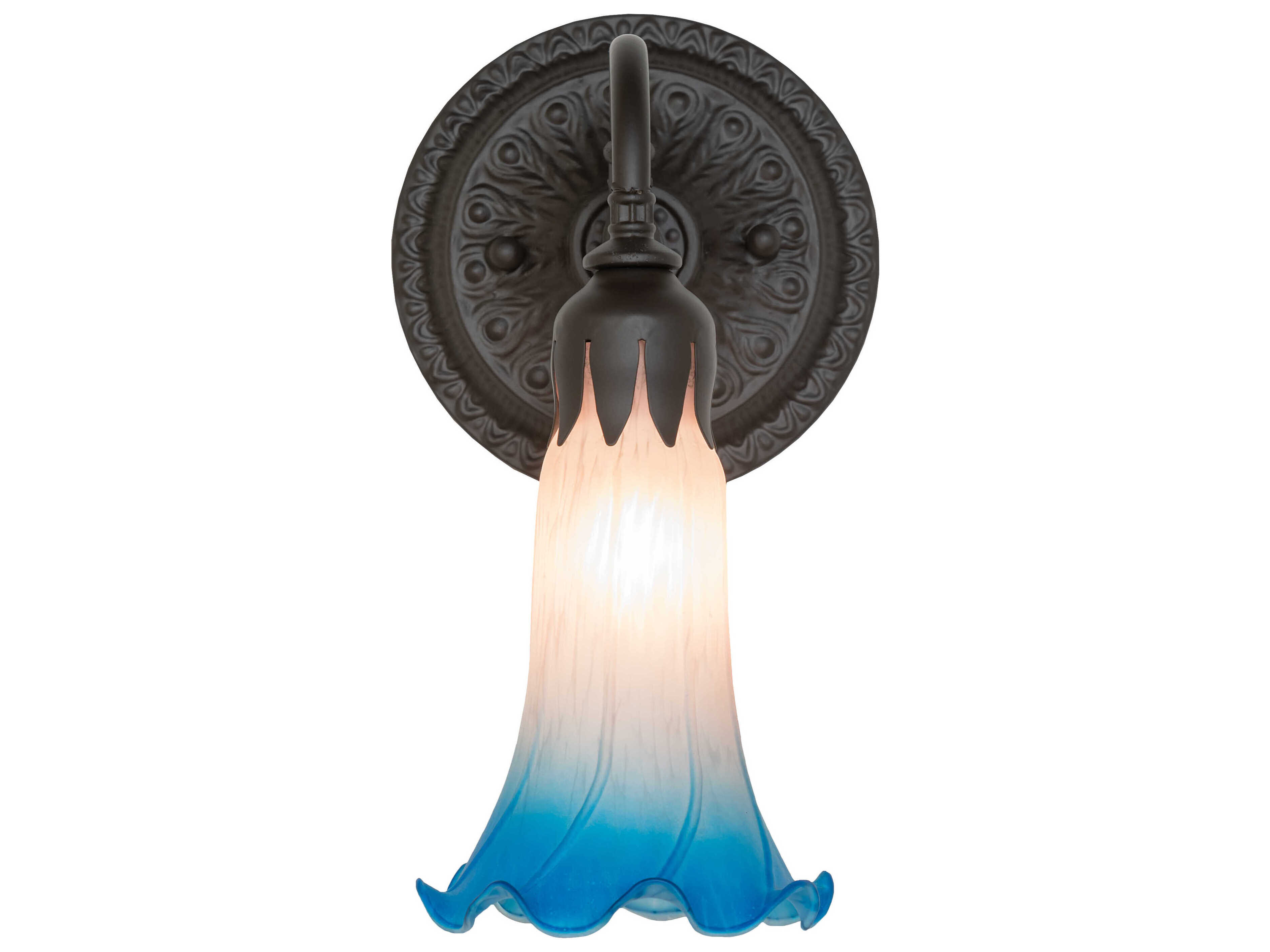 Meyda Pond Lily 1-Light Oil Rubbed Bronze Glass Wall Sconce