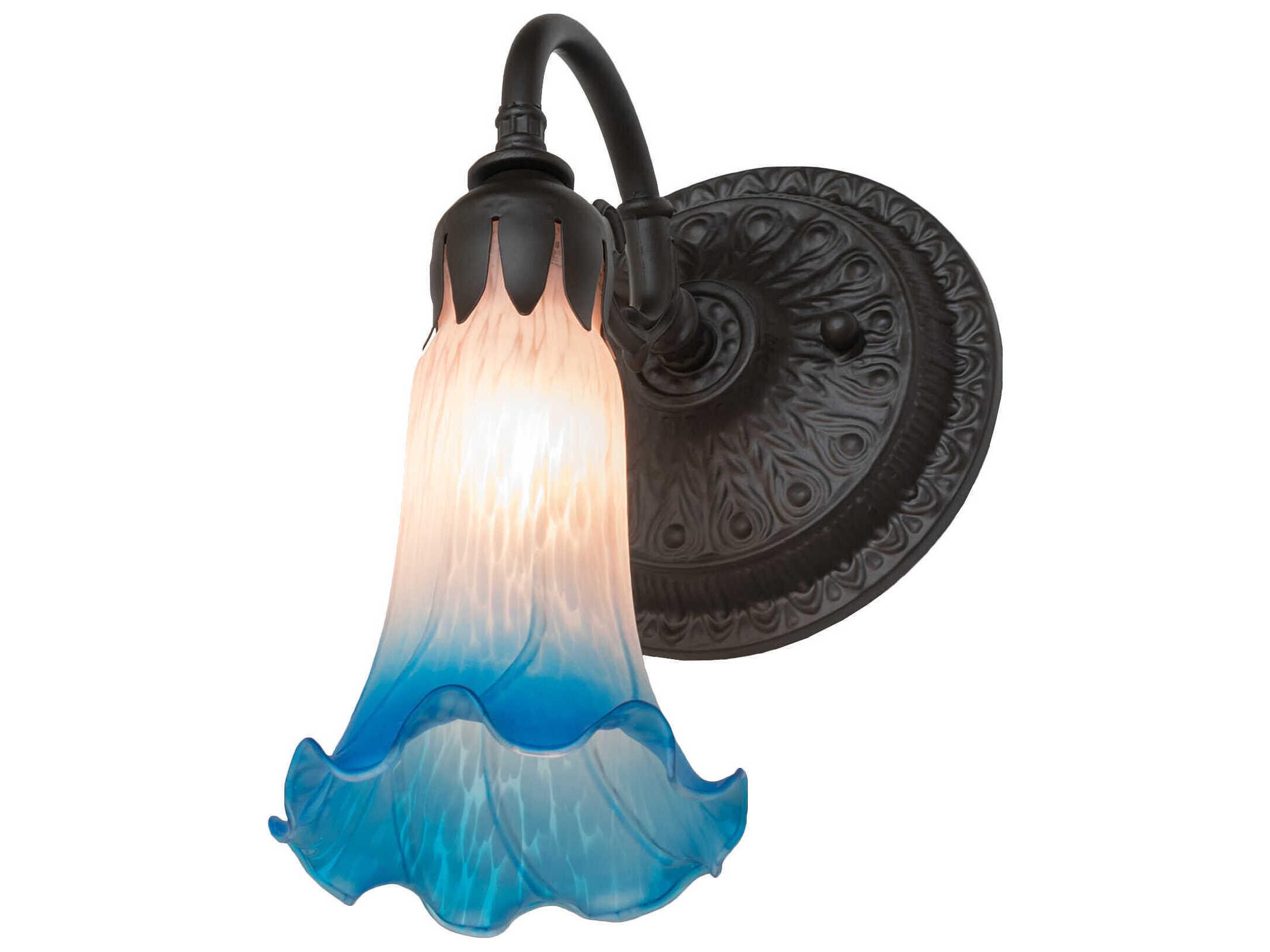 Meyda Pond Lily 1-Light Oil Rubbed Bronze Glass Wall Sconce