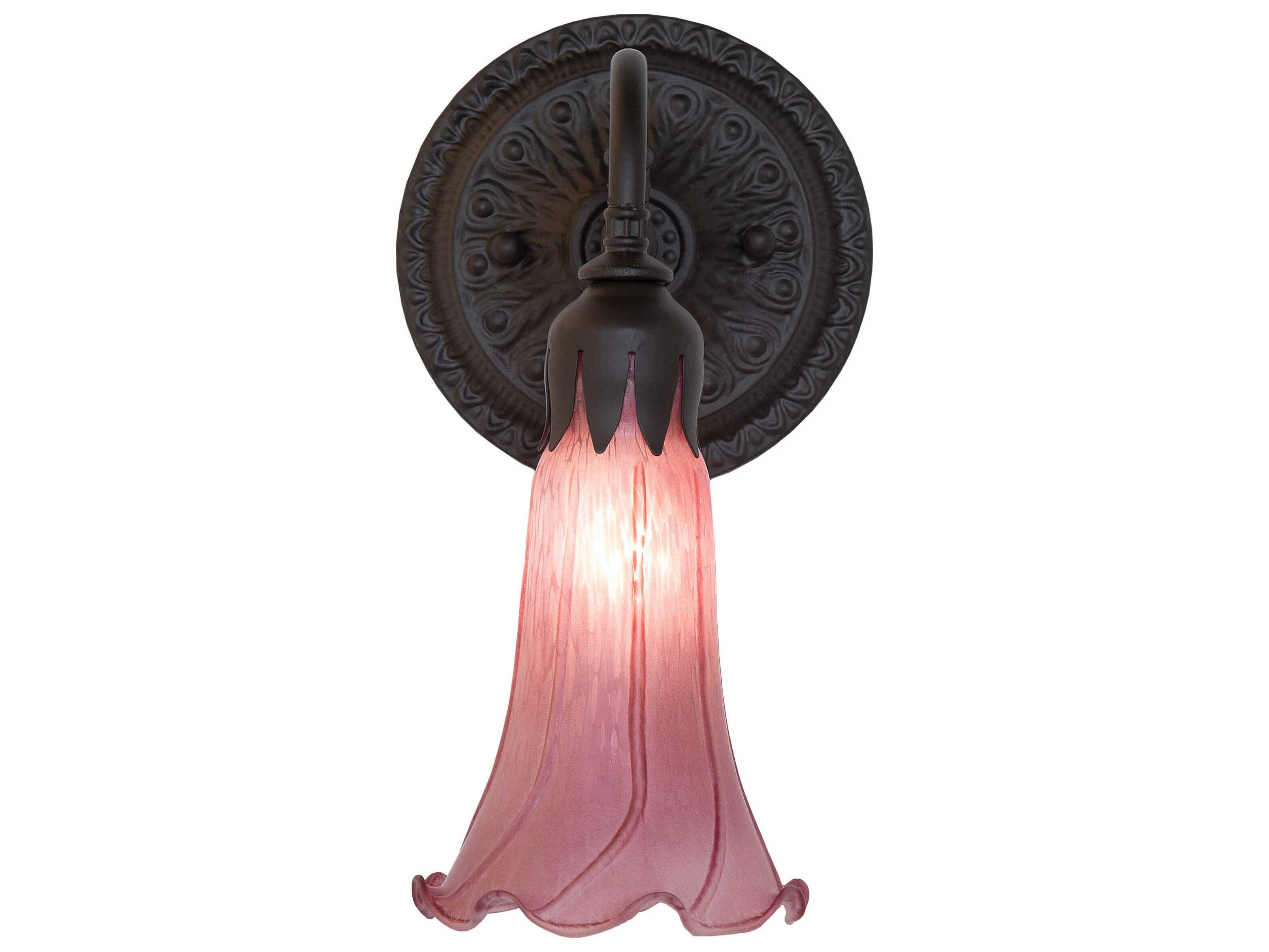 Meyda Pond Lily 1-Light Oil Rubbed Bronze Glass Wall Sconce