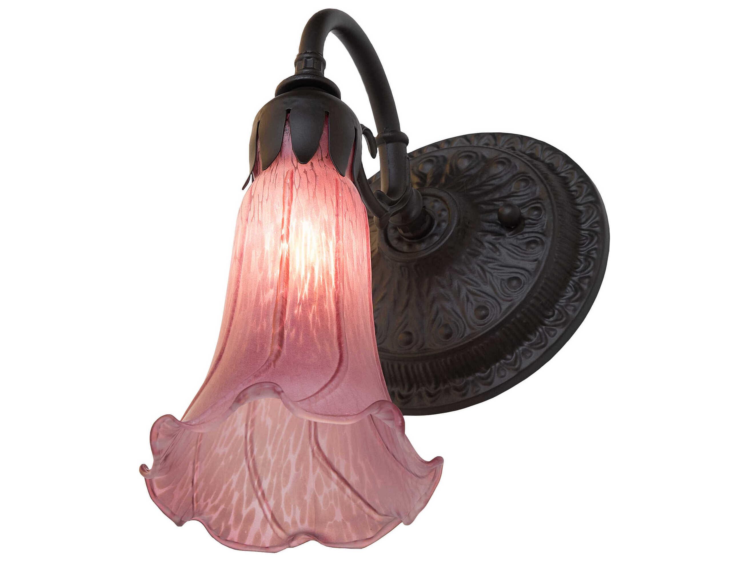 Meyda Pond Lily 1-Light Oil Rubbed Bronze Glass Wall Sconce