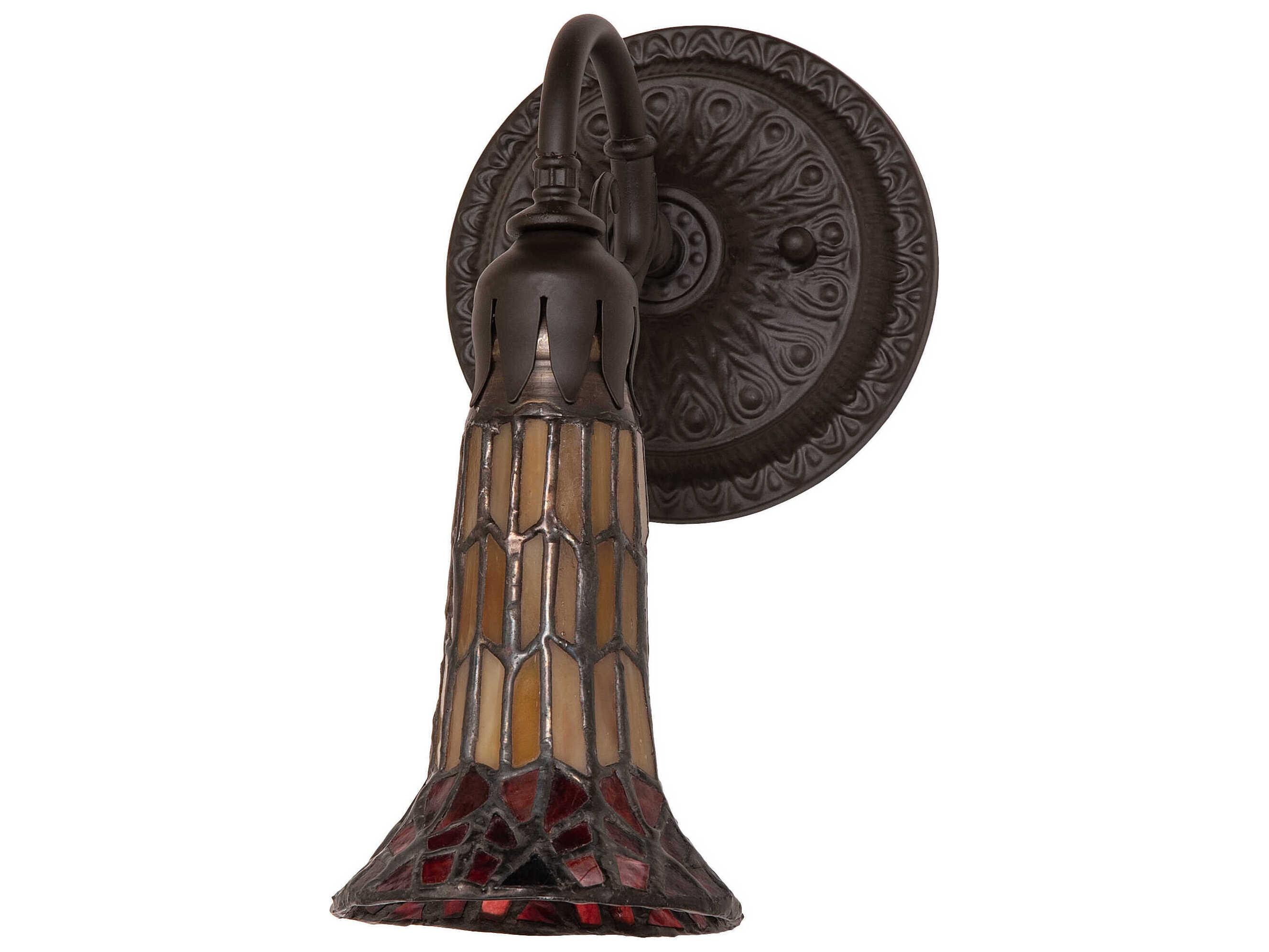 Meyda Stained Glass Pond Lily 1-Light Oil Rubbed Bronze Tiffany Wall Sconce