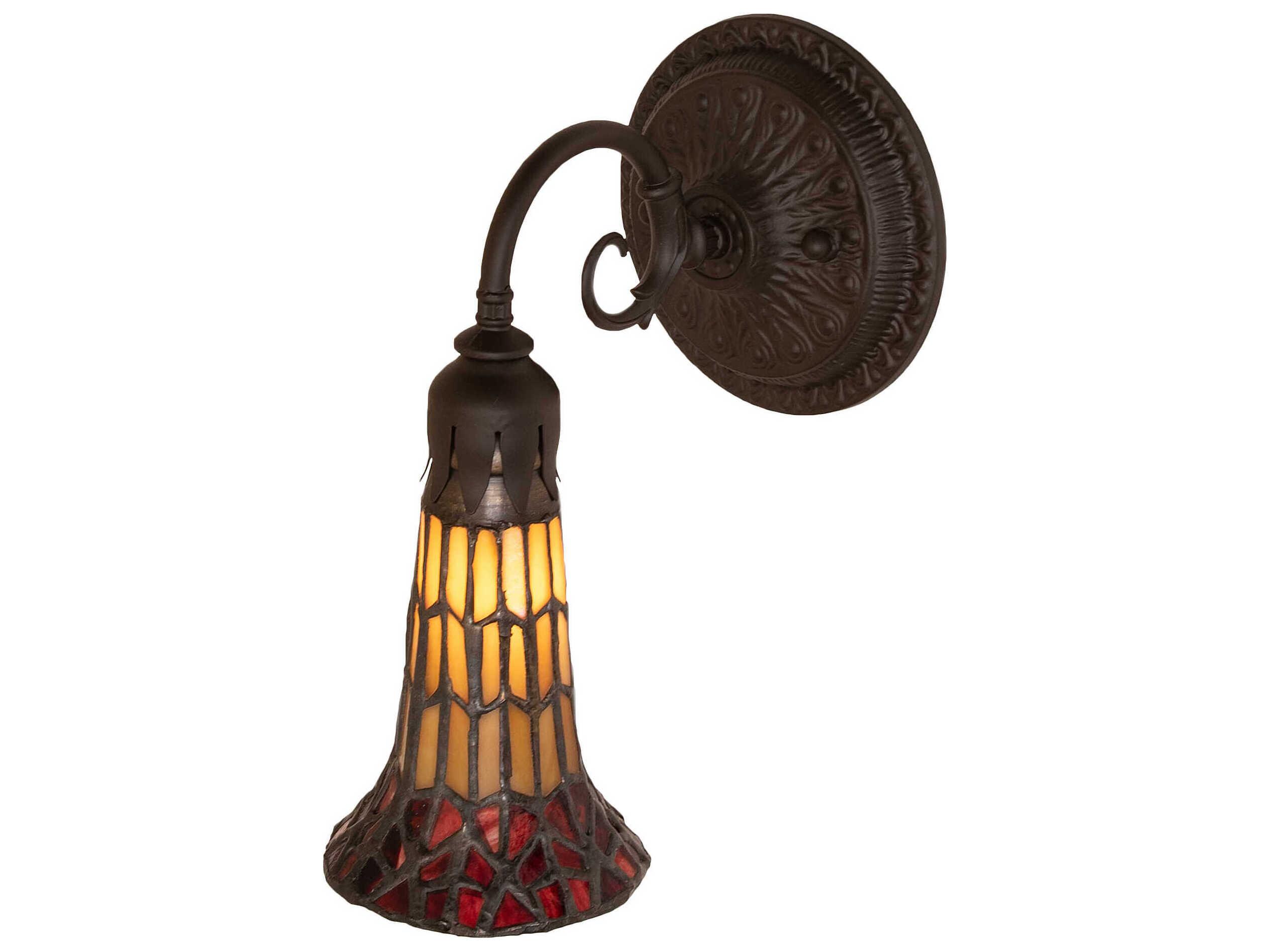 Meyda Stained Glass Pond Lily 1-Light Oil Rubbed Bronze Tiffany Wall Sconce