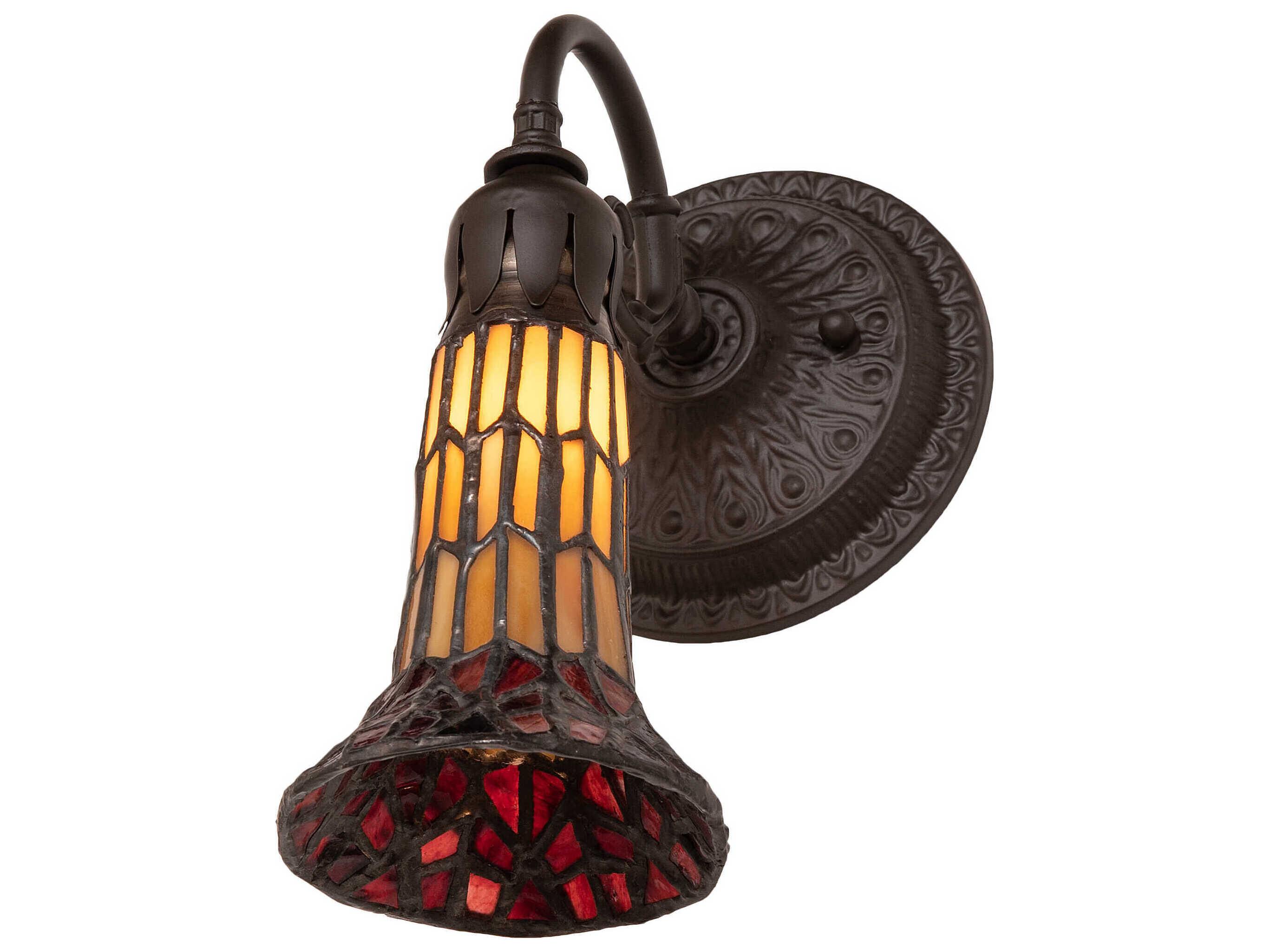 Meyda Stained Glass Pond Lily 1-Light Oil Rubbed Bronze Tiffany Wall Sconce