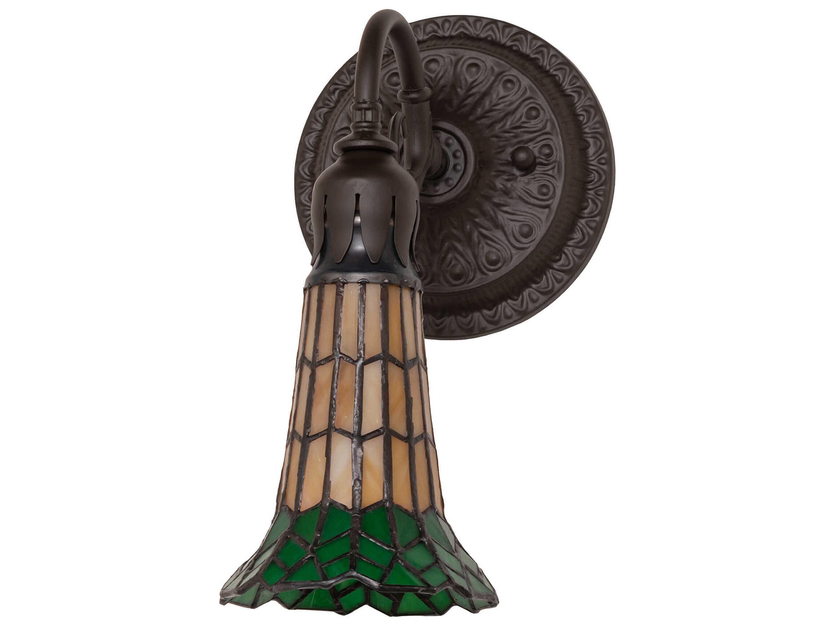 Meyda Stained Glass Pond Lily 1-Light Oil Rubbed Bronze Tiffany Wall Sconce