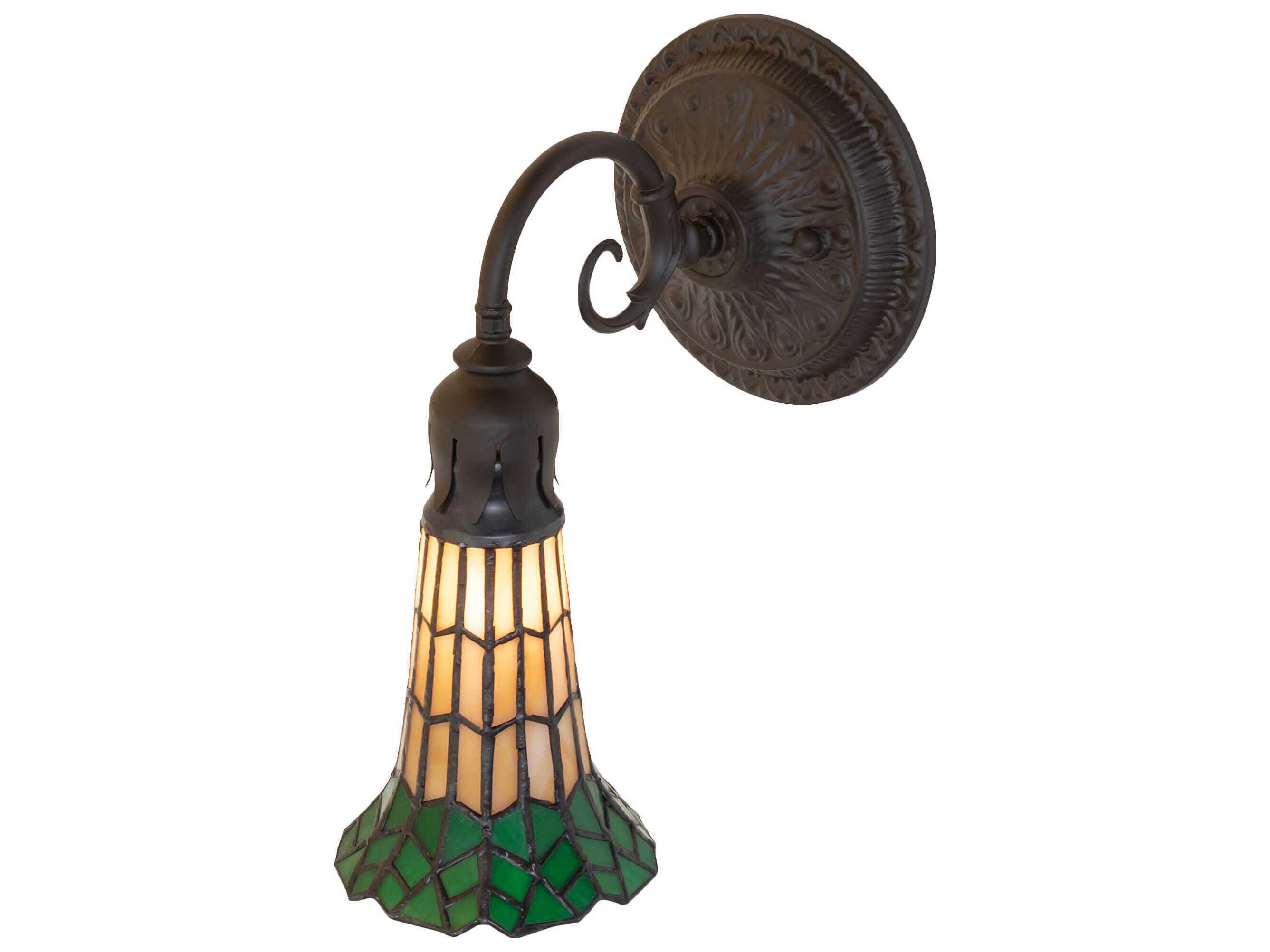 Meyda Stained Glass Pond Lily 1-Light Oil Rubbed Bronze Tiffany Wall Sconce