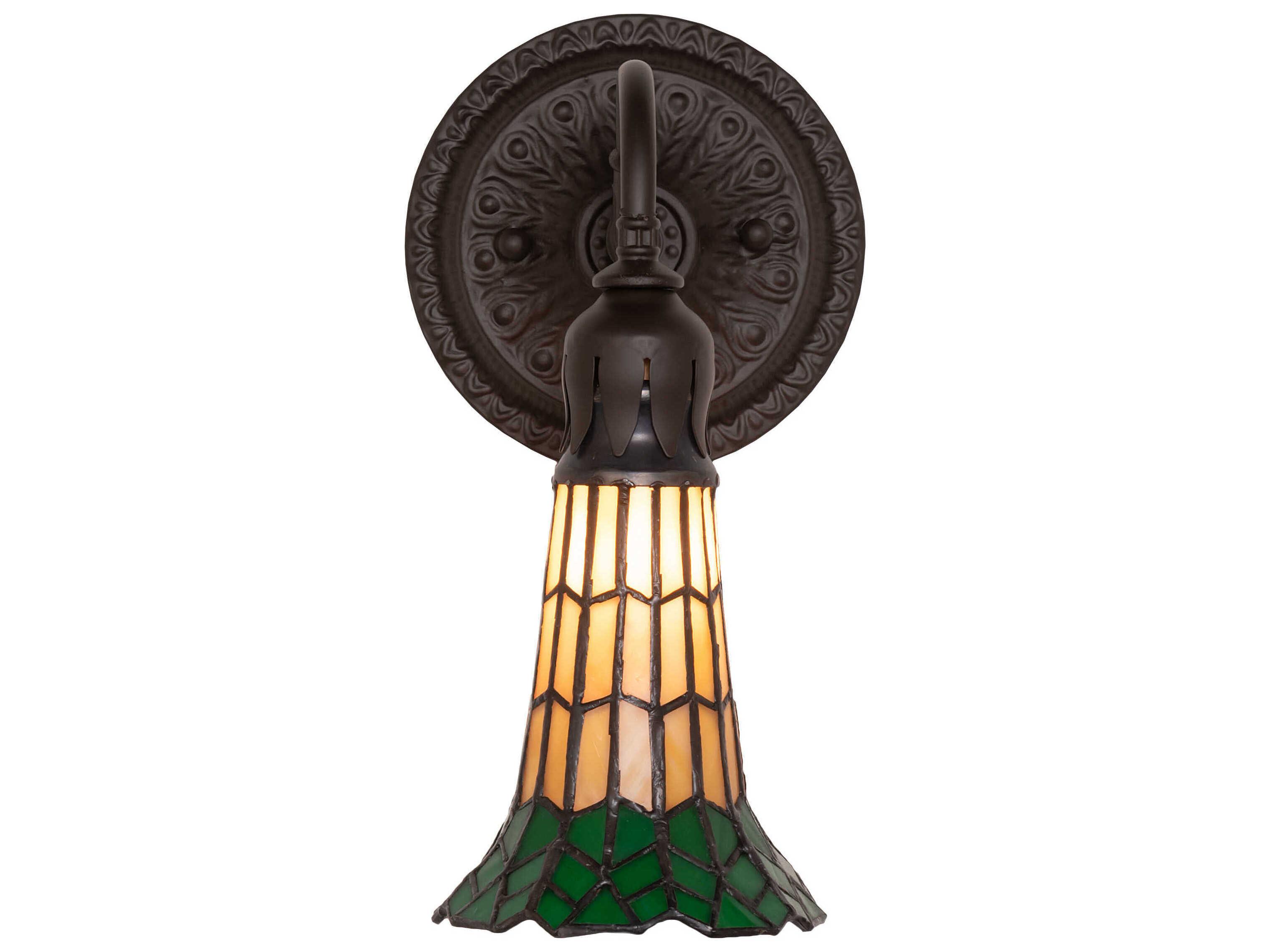 Meyda Stained Glass Pond Lily 1-Light Oil Rubbed Bronze Tiffany Wall Sconce