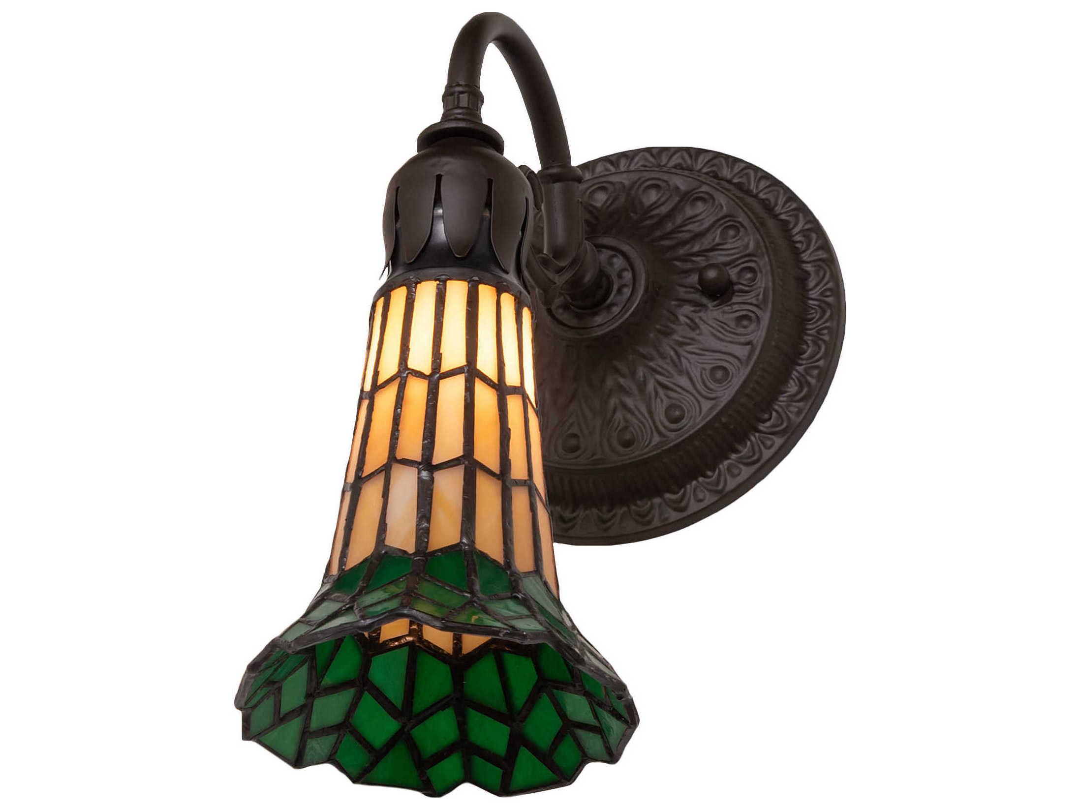 Meyda Stained Glass Pond Lily 1-Light Oil Rubbed Bronze Tiffany Wall Sconce