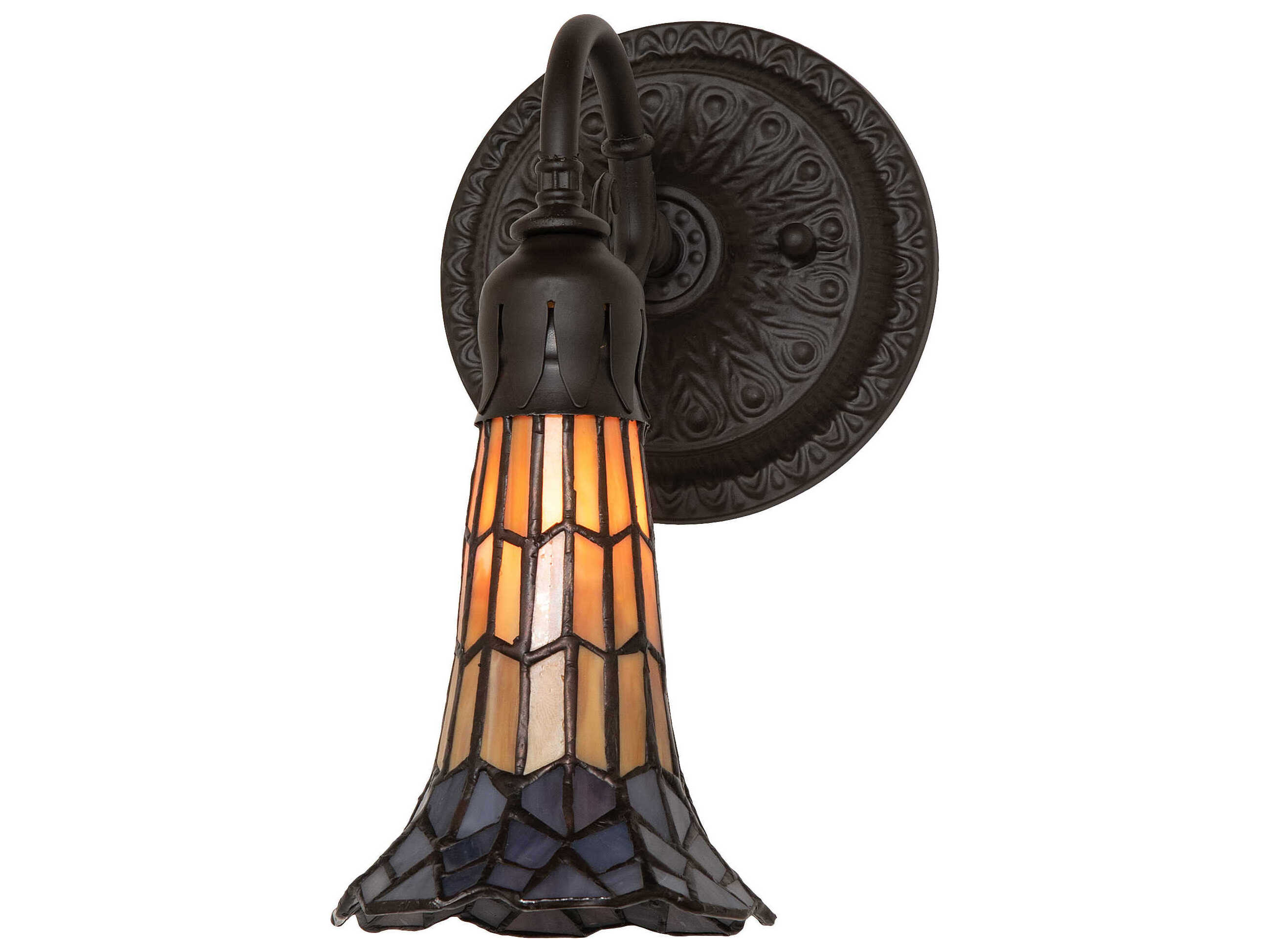 Meyda Stained Glass Pond Lily 1-Light Oil Rubbed Bronze Tiffany Wall Sconce