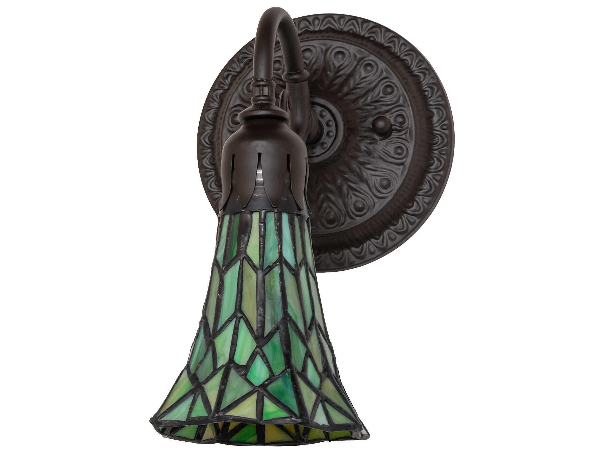 Meyda Stained Glass Pond Lily 1-Light Oil Rubbed Bronze Tiffany Wall Sconce