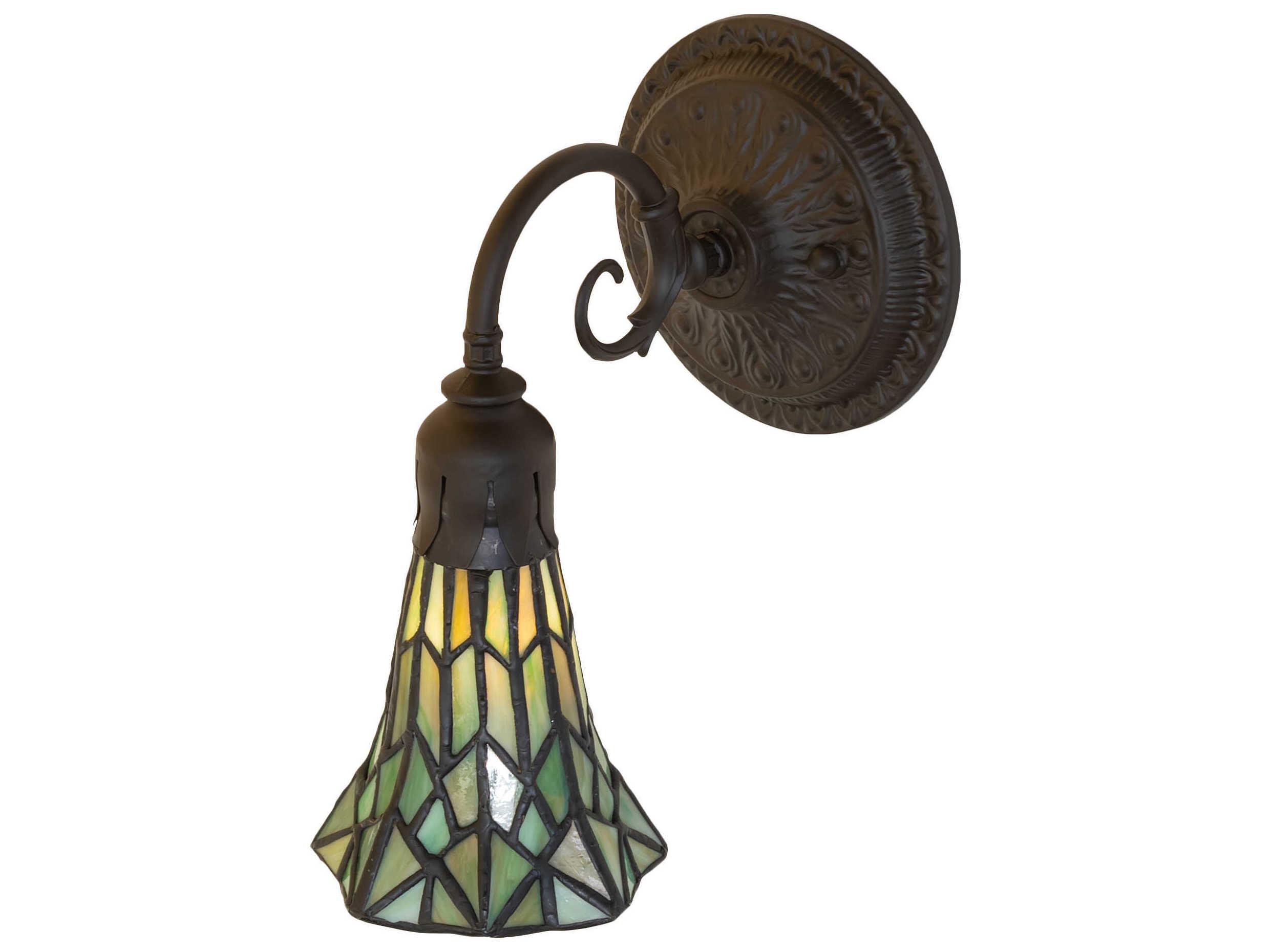 Meyda Stained Glass Pond Lily 1-Light Oil Rubbed Bronze Tiffany Wall Sconce