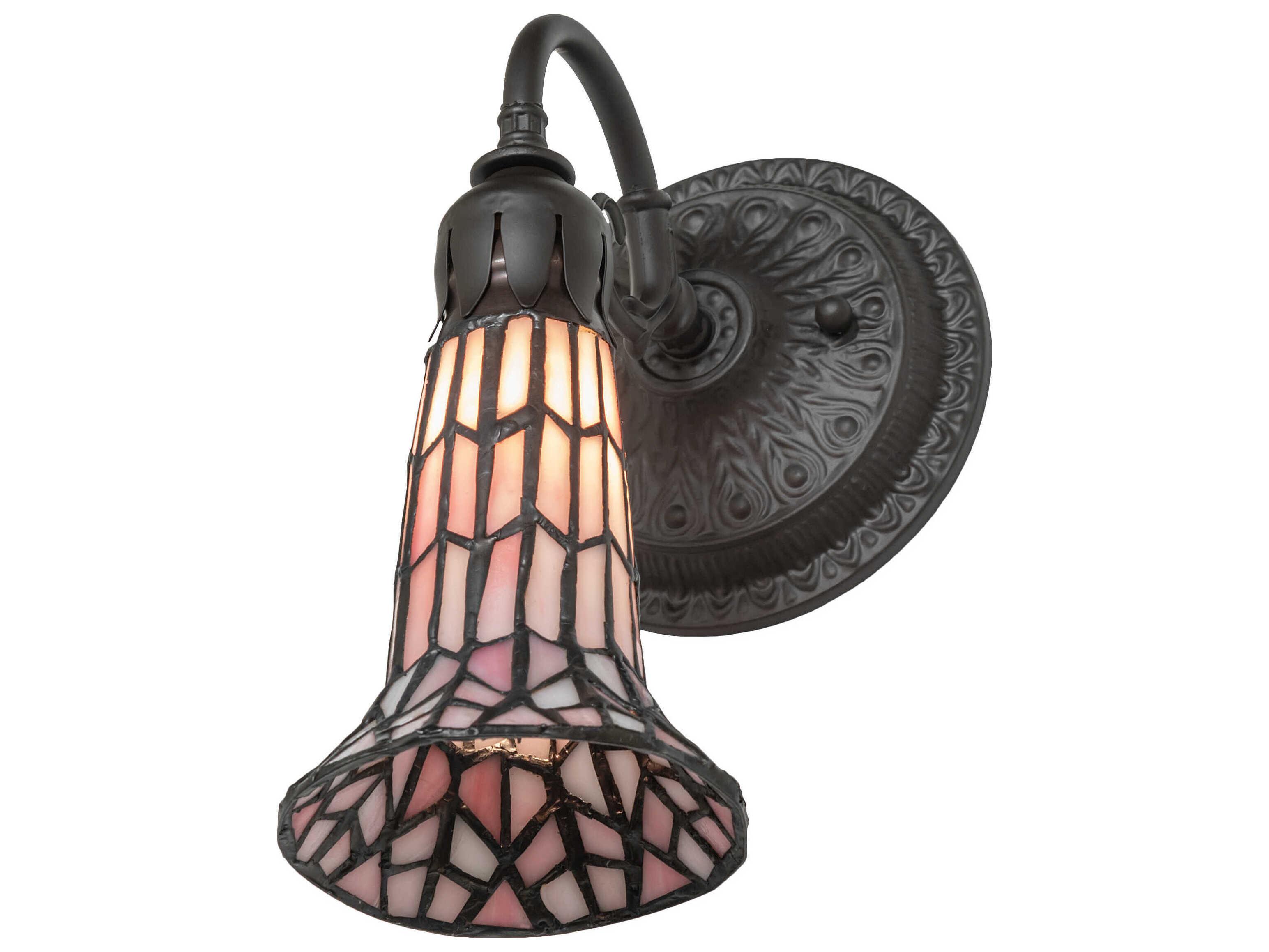 Meyda Stained Glass Pond Lily 1-Light Oil Rubbed Bronze Tiffany Wall Sconce