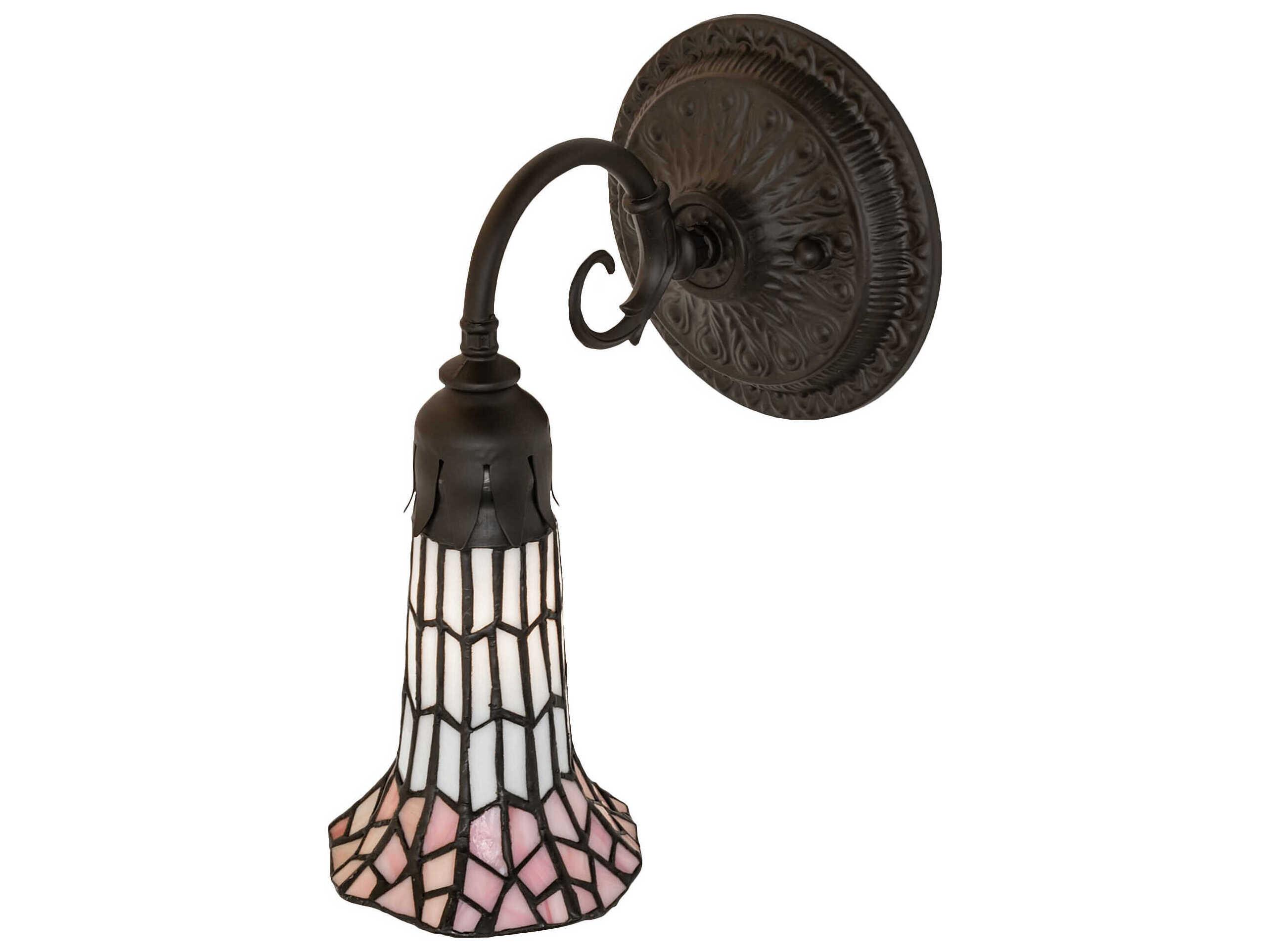 Meyda Stained Glass Pond Lily 1-Light Oil Rubbed Bronze Tiffany Wall Sconce