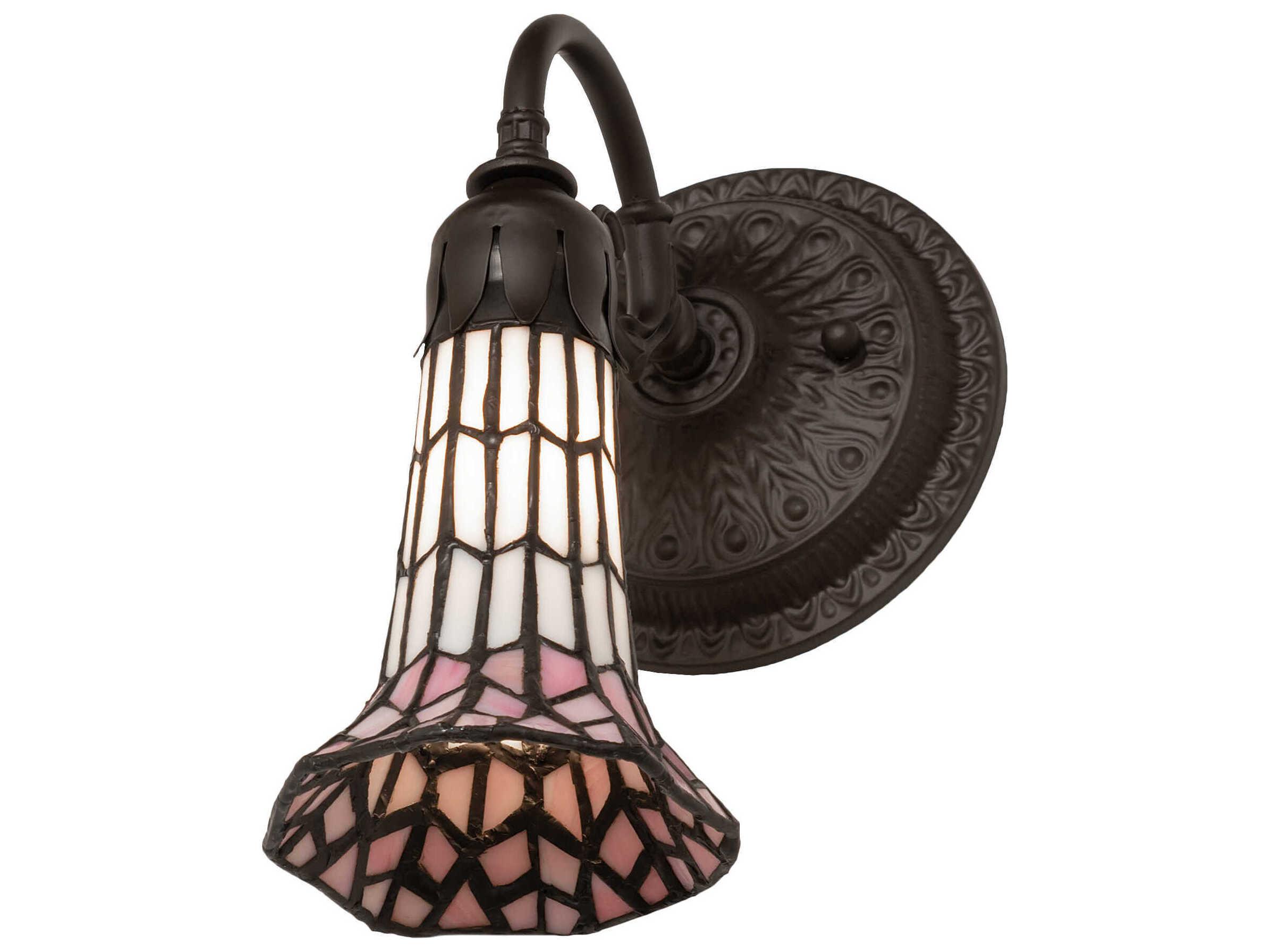 Meyda Stained Glass Pond Lily 1-Light Oil Rubbed Bronze Tiffany Wall Sconce