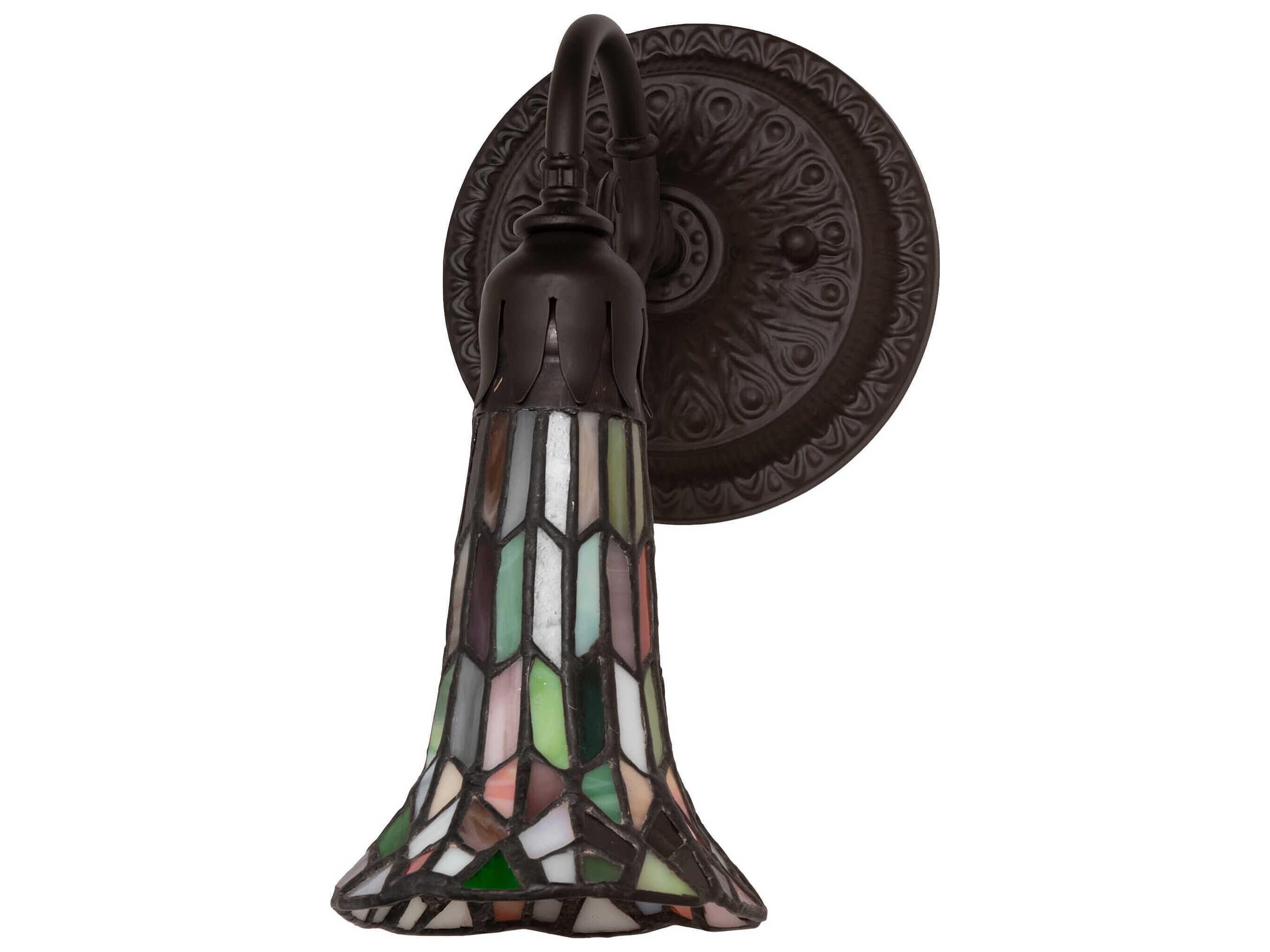 Meyda Stained Glass Pond Lily 1-Light Oil Rubbed Bronze Tiffany Wall Sconce