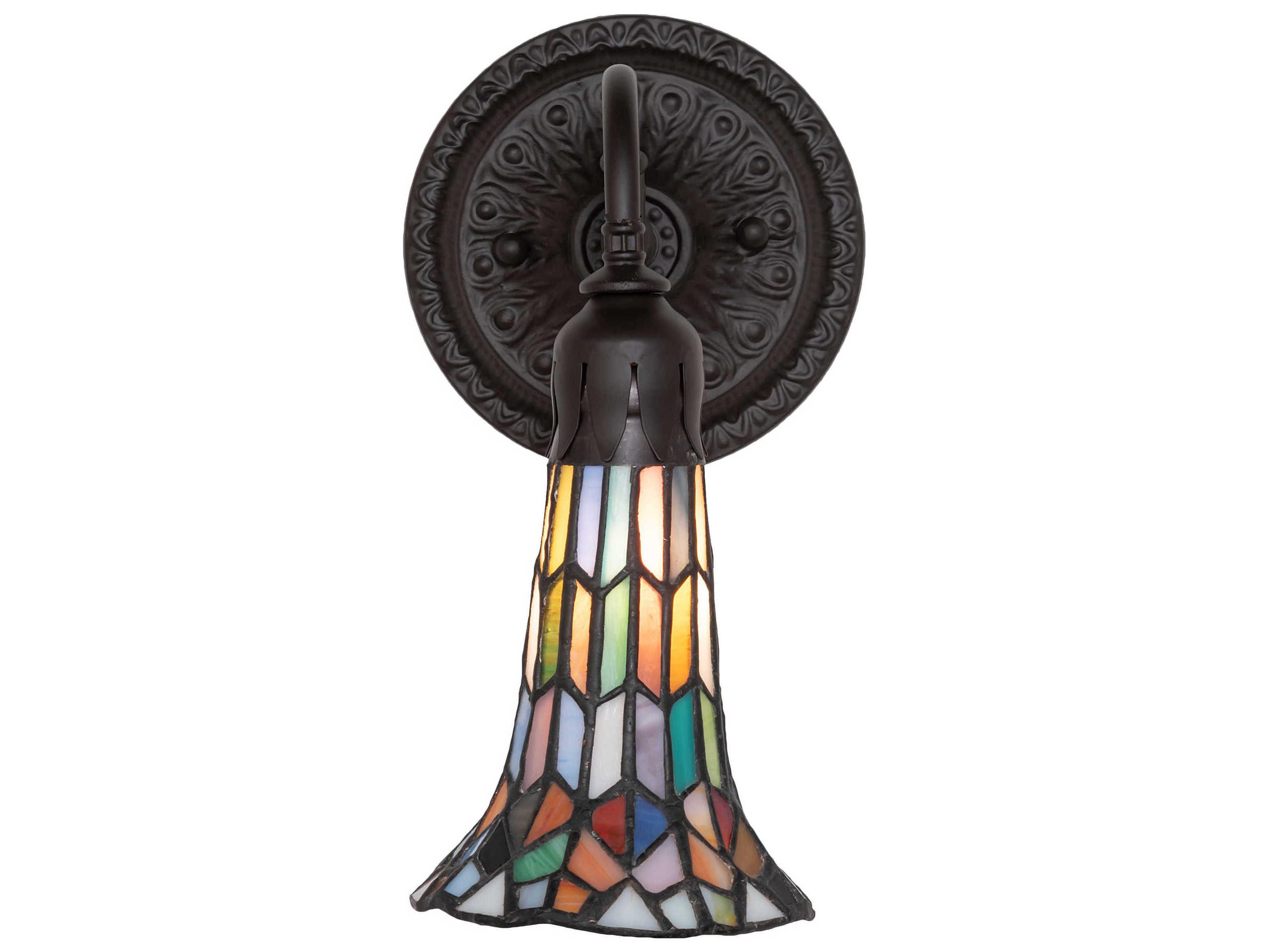 Meyda Stained Glass Pond Lily 1-Light Oil Rubbed Bronze Tiffany Wall Sconce