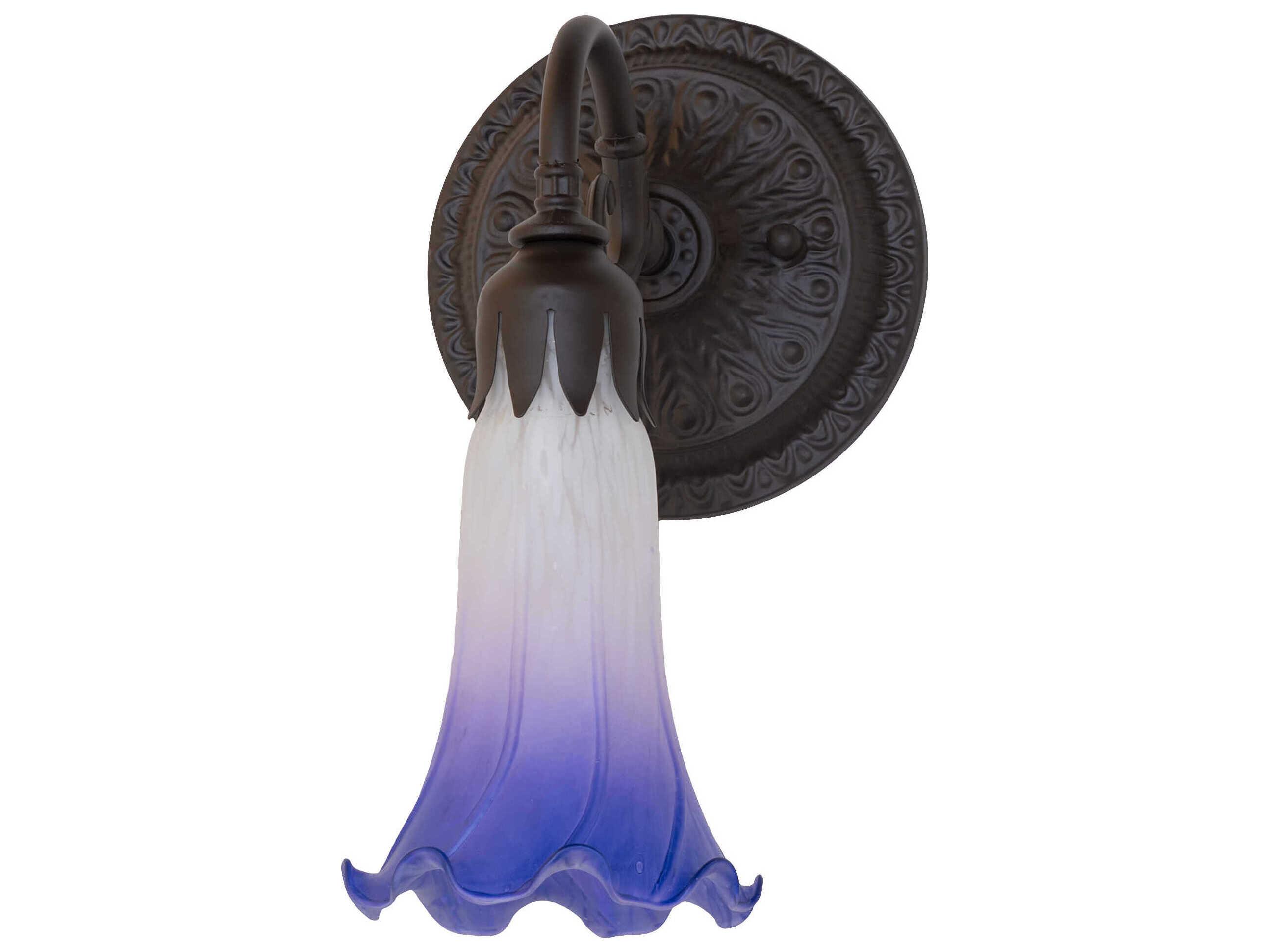 Meyda Pond Lily 1-Light Oil Rubbed Bronze Glass Wall Sconce