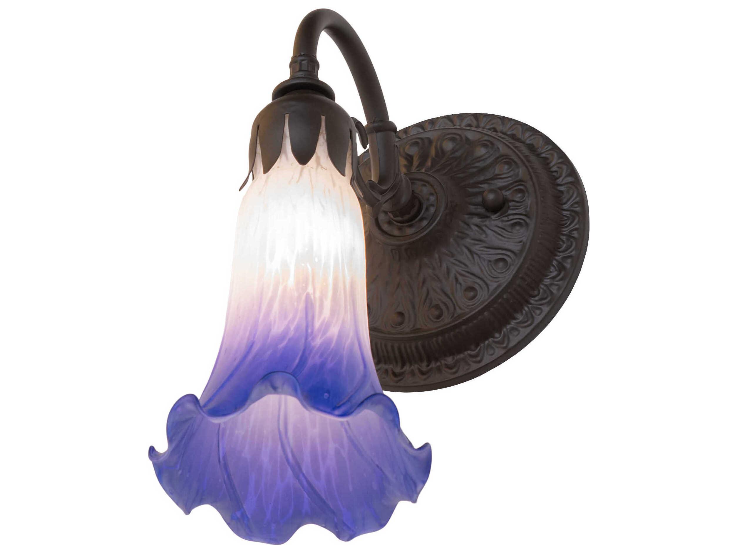 Meyda Pond Lily 1-Light Oil Rubbed Bronze Glass Wall Sconce