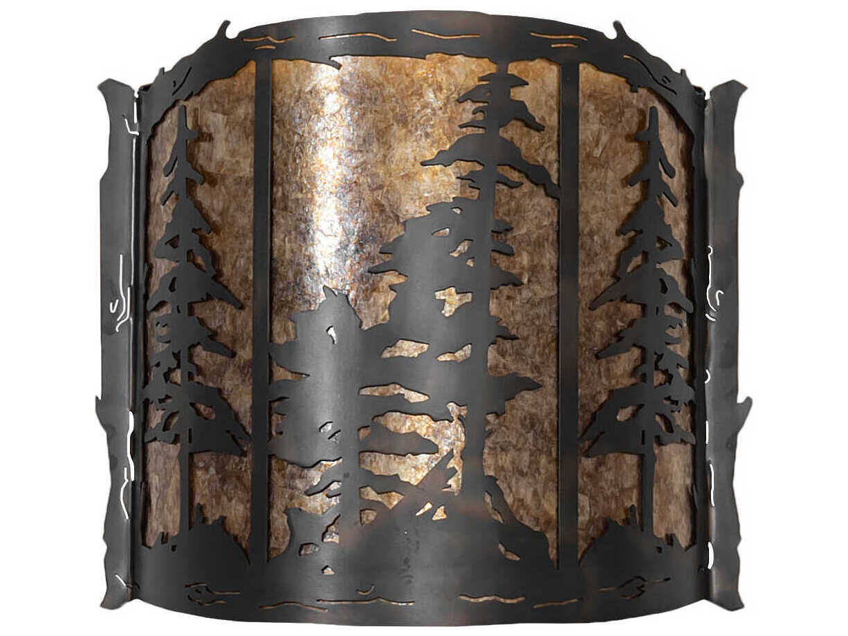 Meyda Pines 2-Light Antique Copper Burnished Glass Wall Sconce