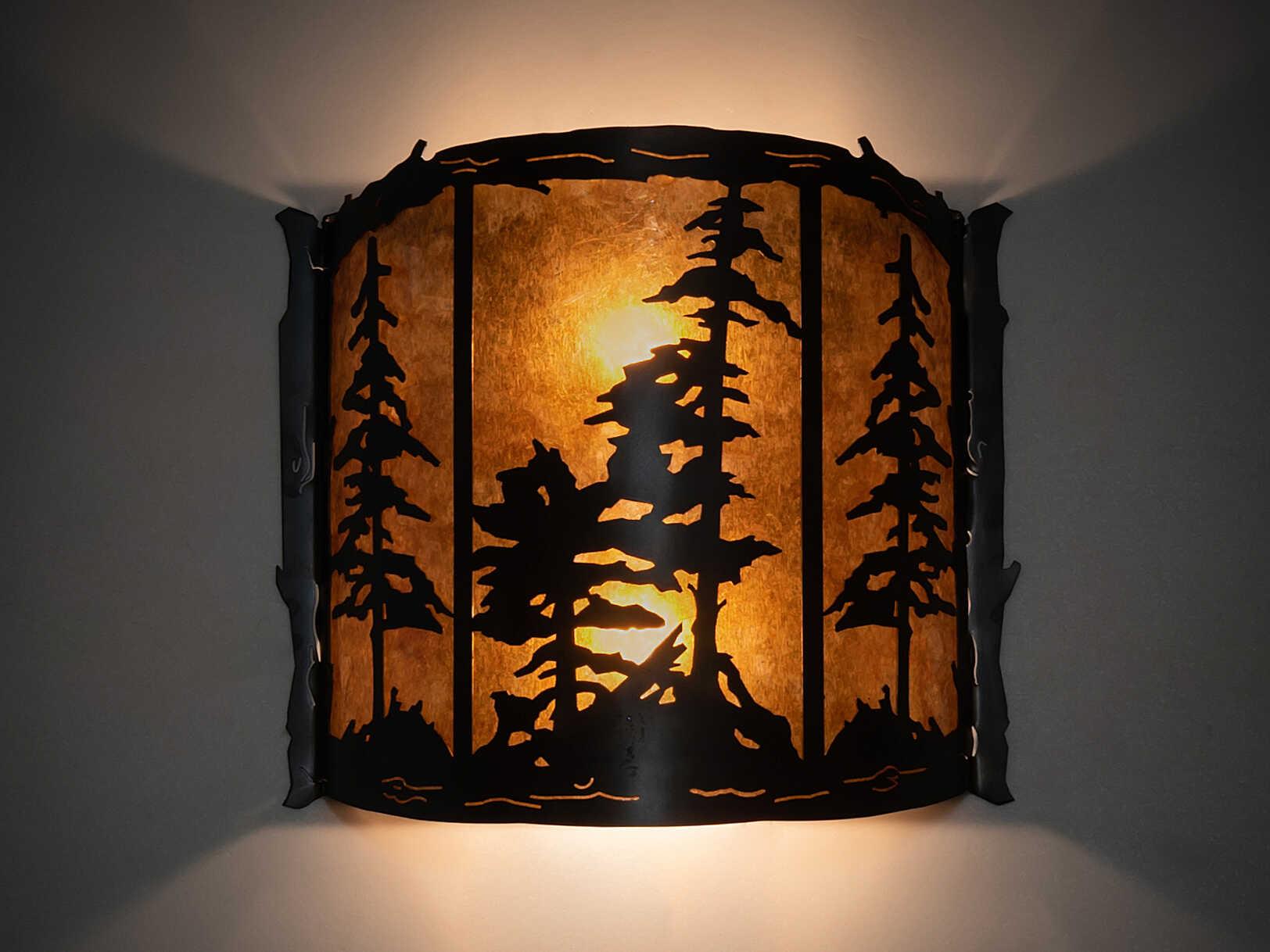 Meyda Pines 2-Light Antique Copper Burnished Glass Wall Sconce