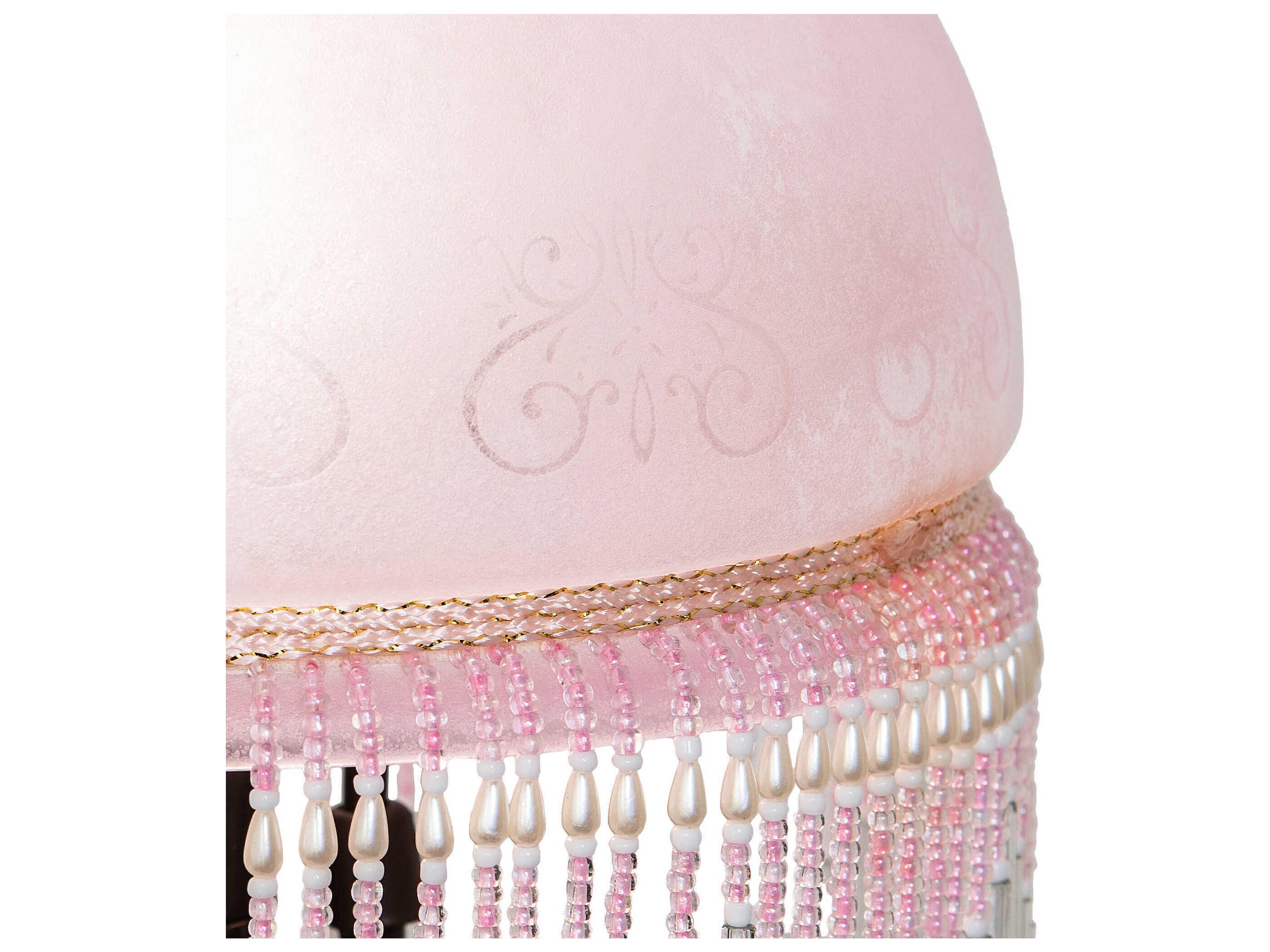 Meyda Roussillon Cherub Mahogany Bronze Pink Glass Table Lamp with Shade