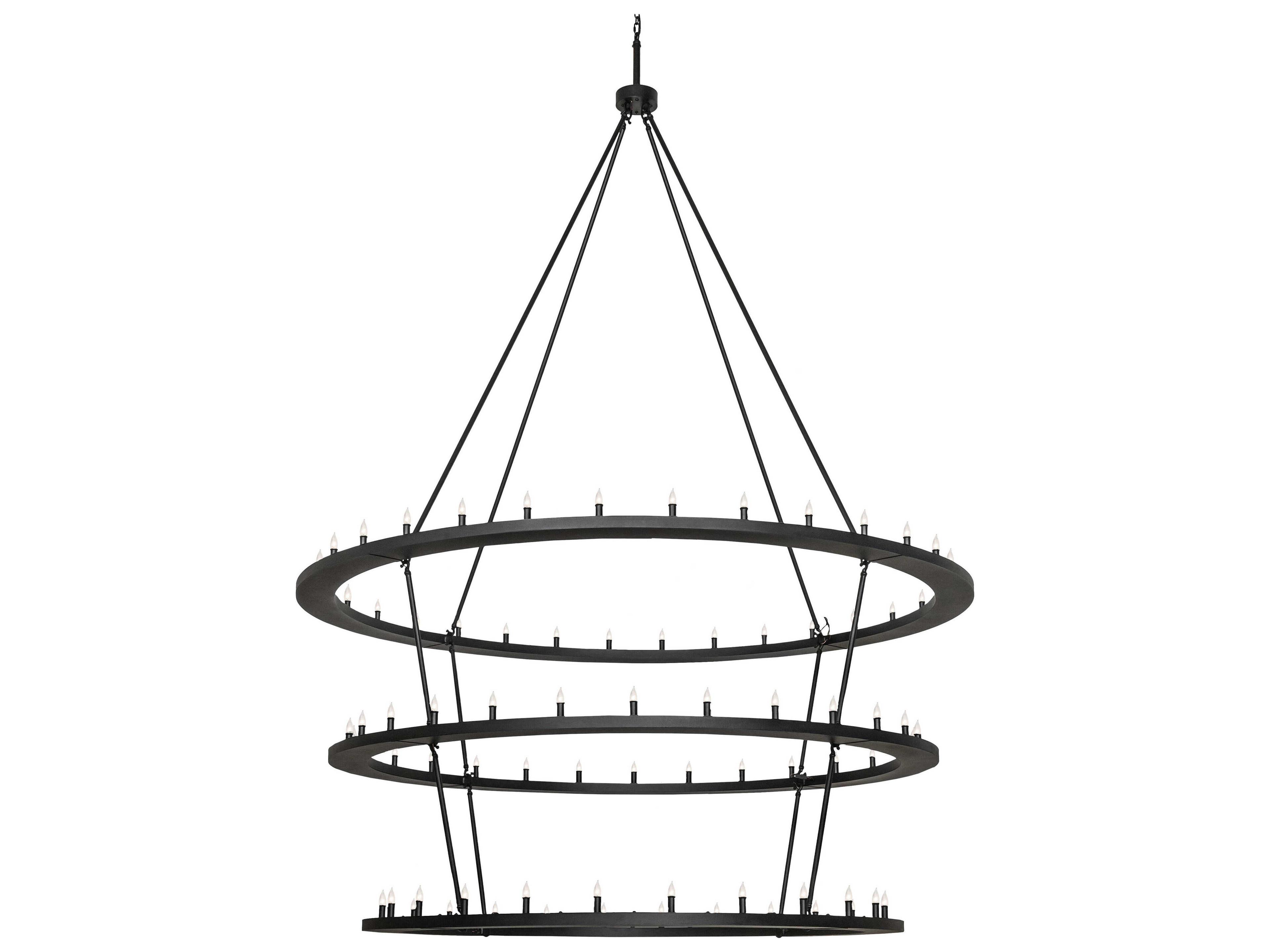 Meyda Loxley 85-Light Textured Black Candelabra Tiered Chandelier