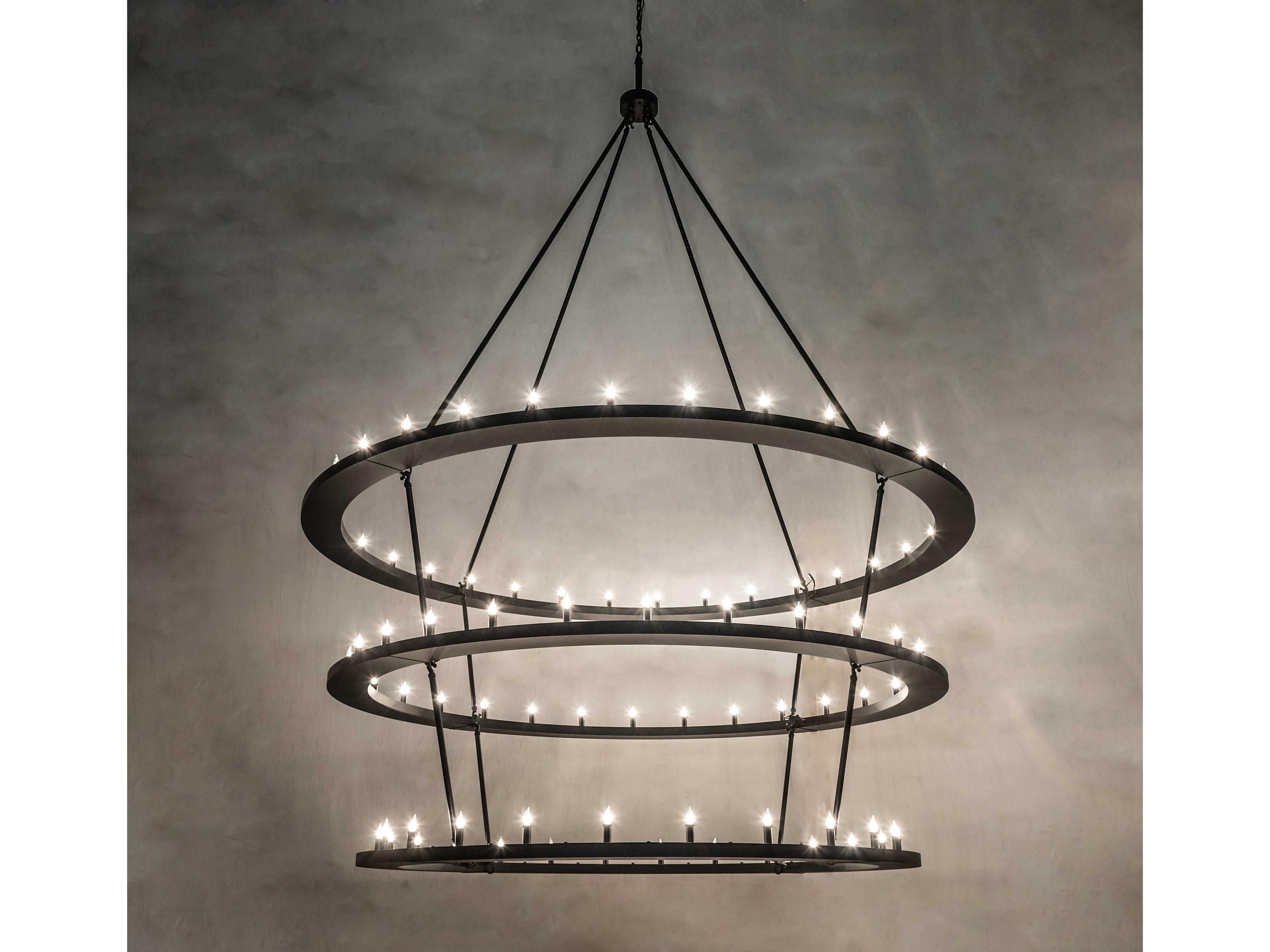 Meyda Loxley 85-Light Textured Black Candelabra Tiered Chandelier