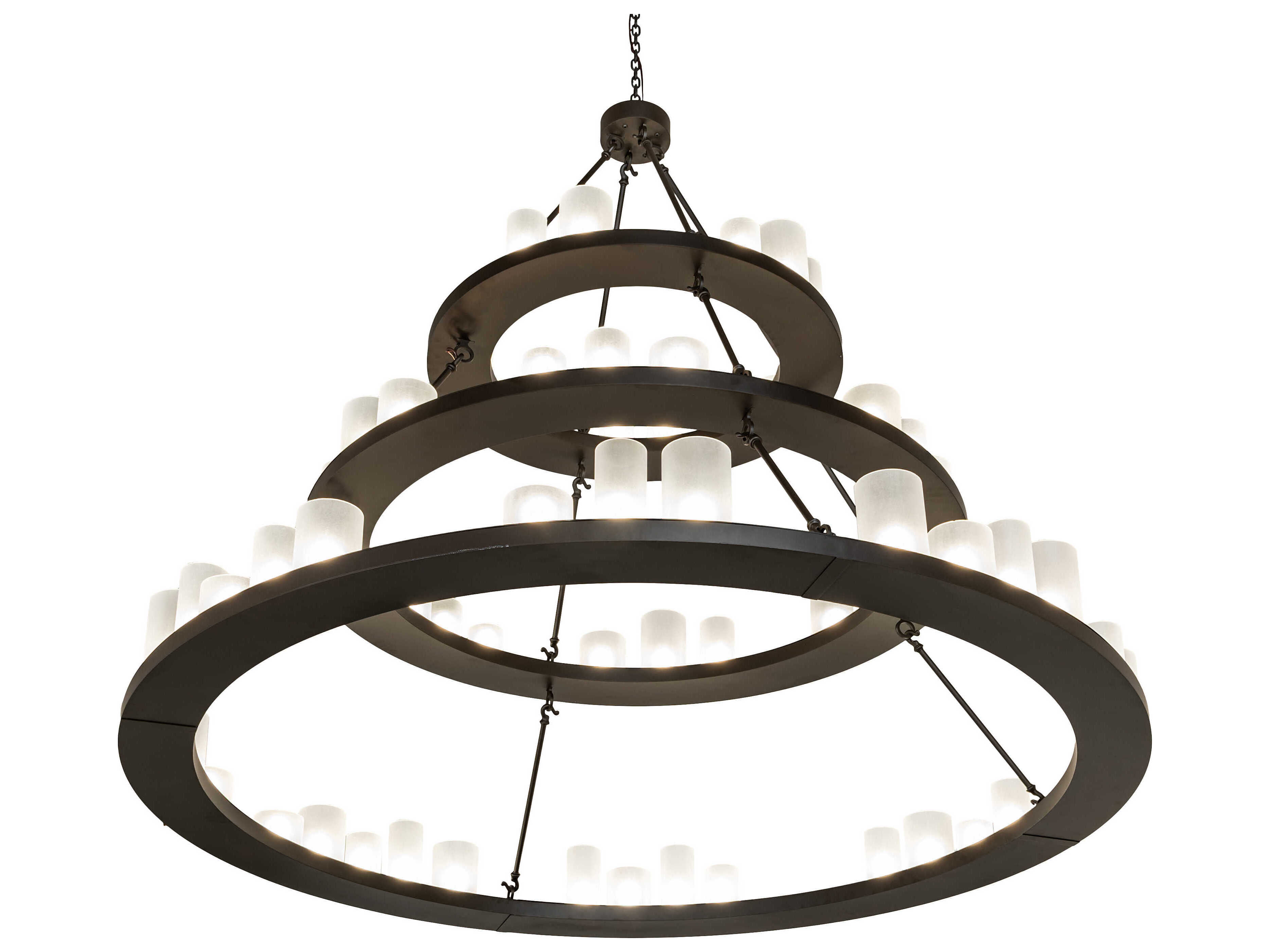 Meyda Loxley 63-Light Oil Rubbed Bronze Glass Cylinder Tiered Chandelier