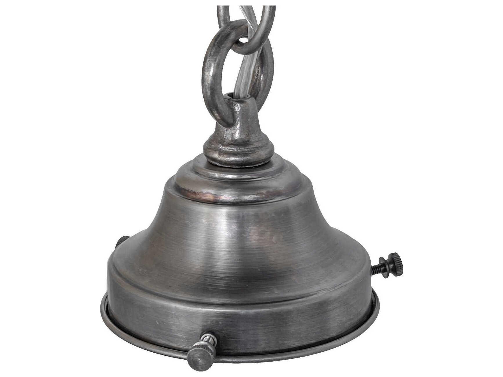 Meyda Revival Schoolhouse 1-Light Antique Nickel Glass Geometric Mini Pendant