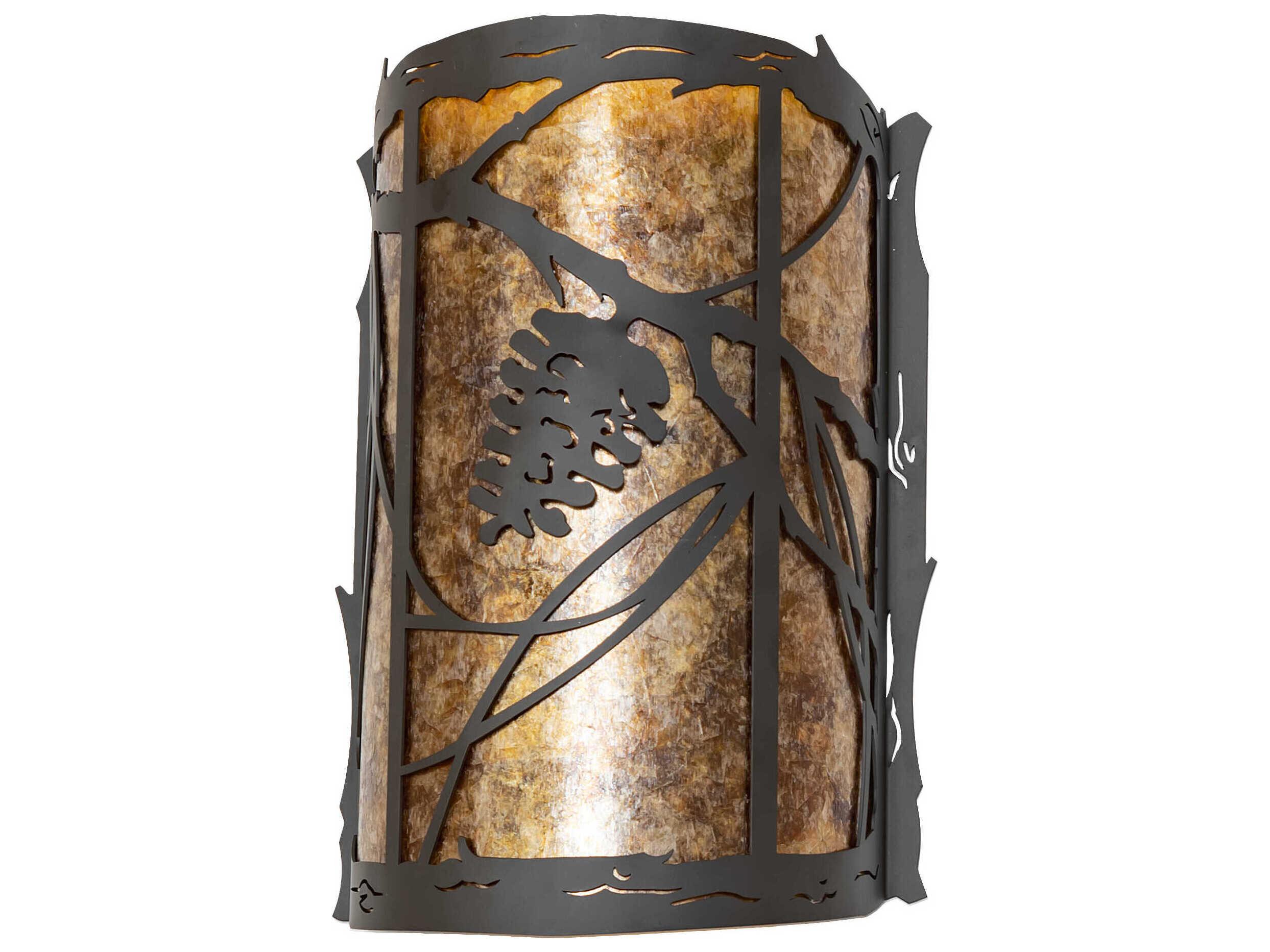 Meyda Whispering Pines 2-Light Oil Rubbed Bronze Glass Wall Sconce