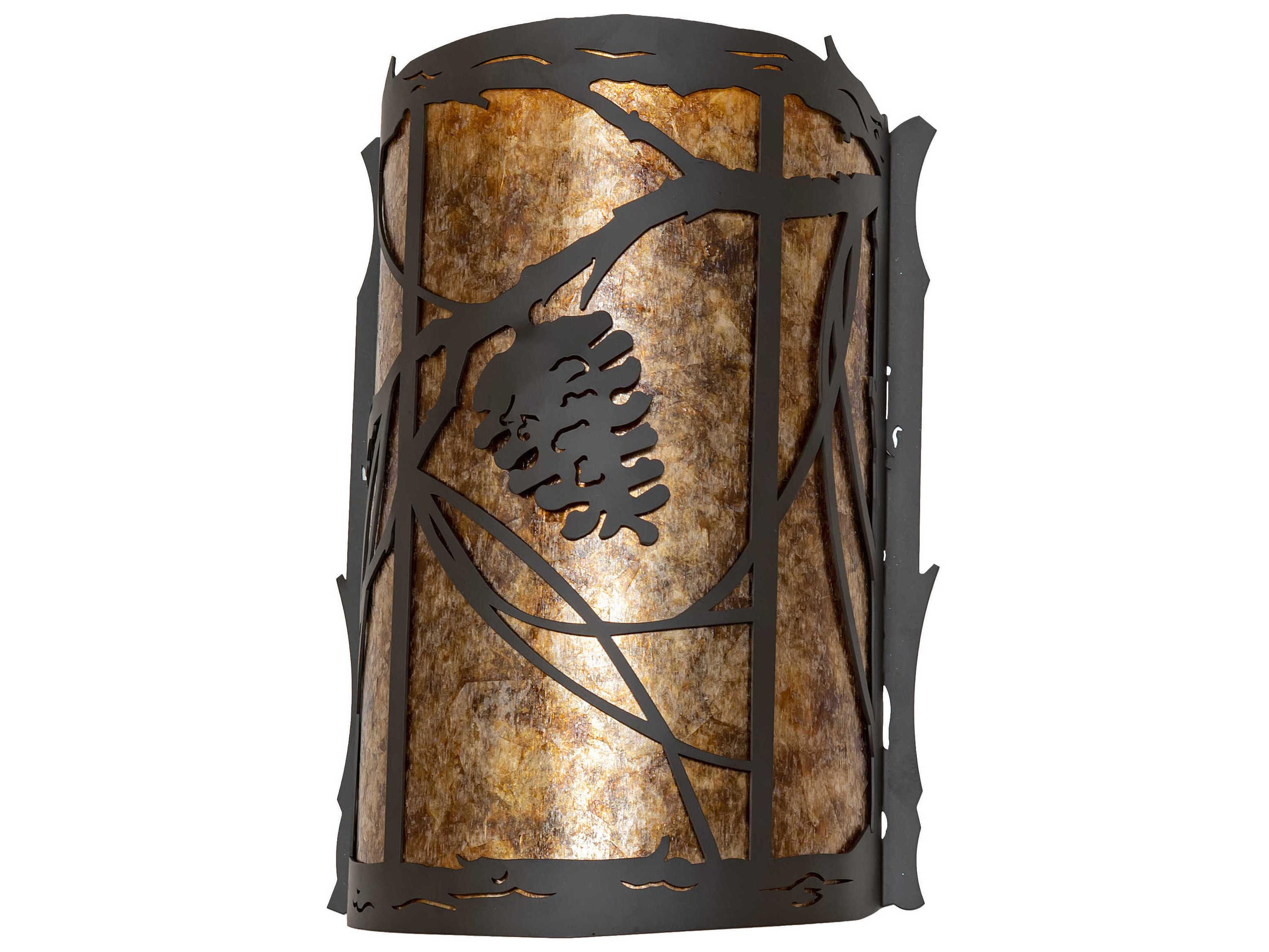 Meyda Whispering Pines 2-Light Oil Rubbed Bronze Glass Wall Sconce