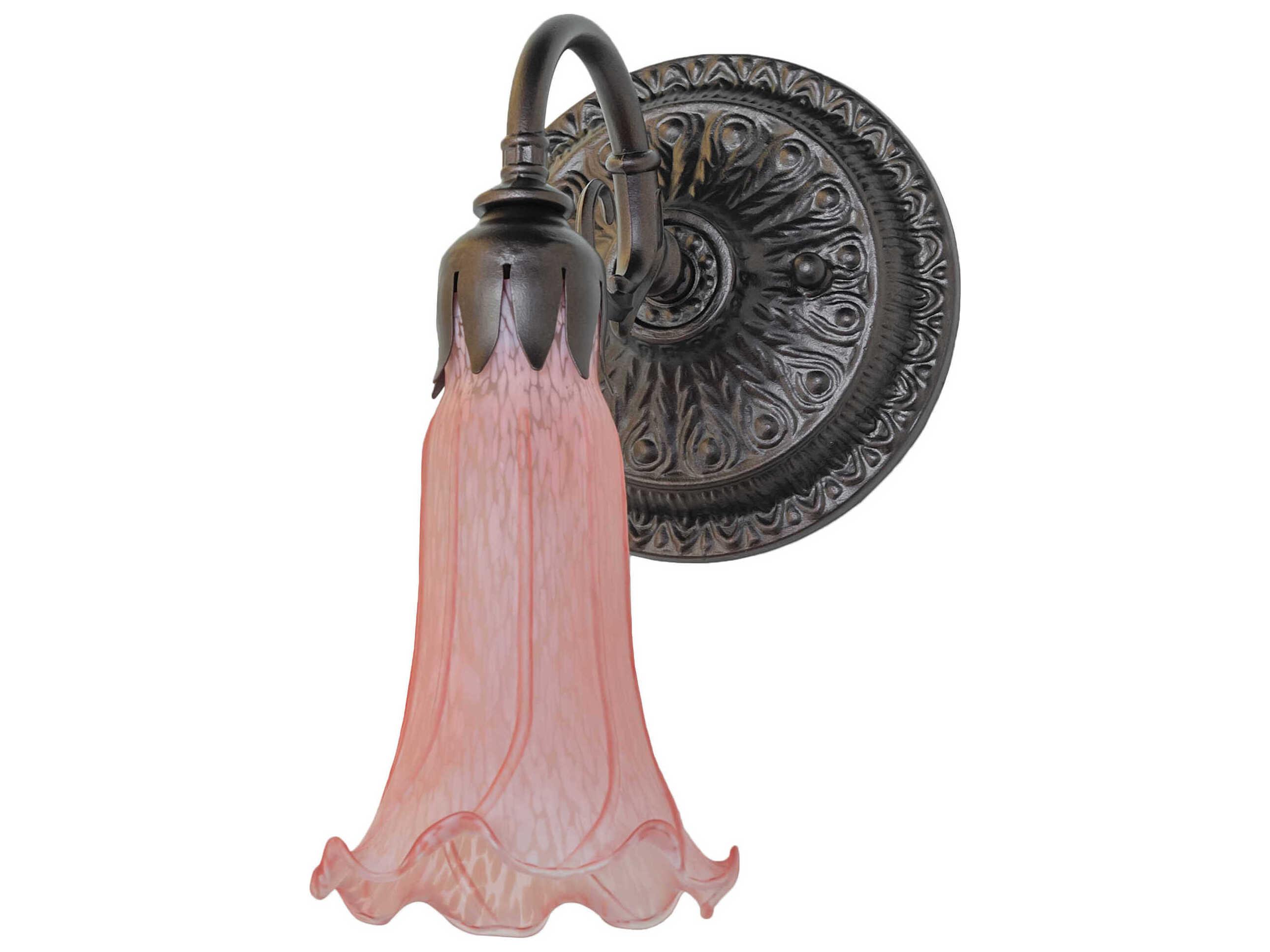 Meyda Pond Lily 1-Light Mahogany Bronze Glass Wall Sconce