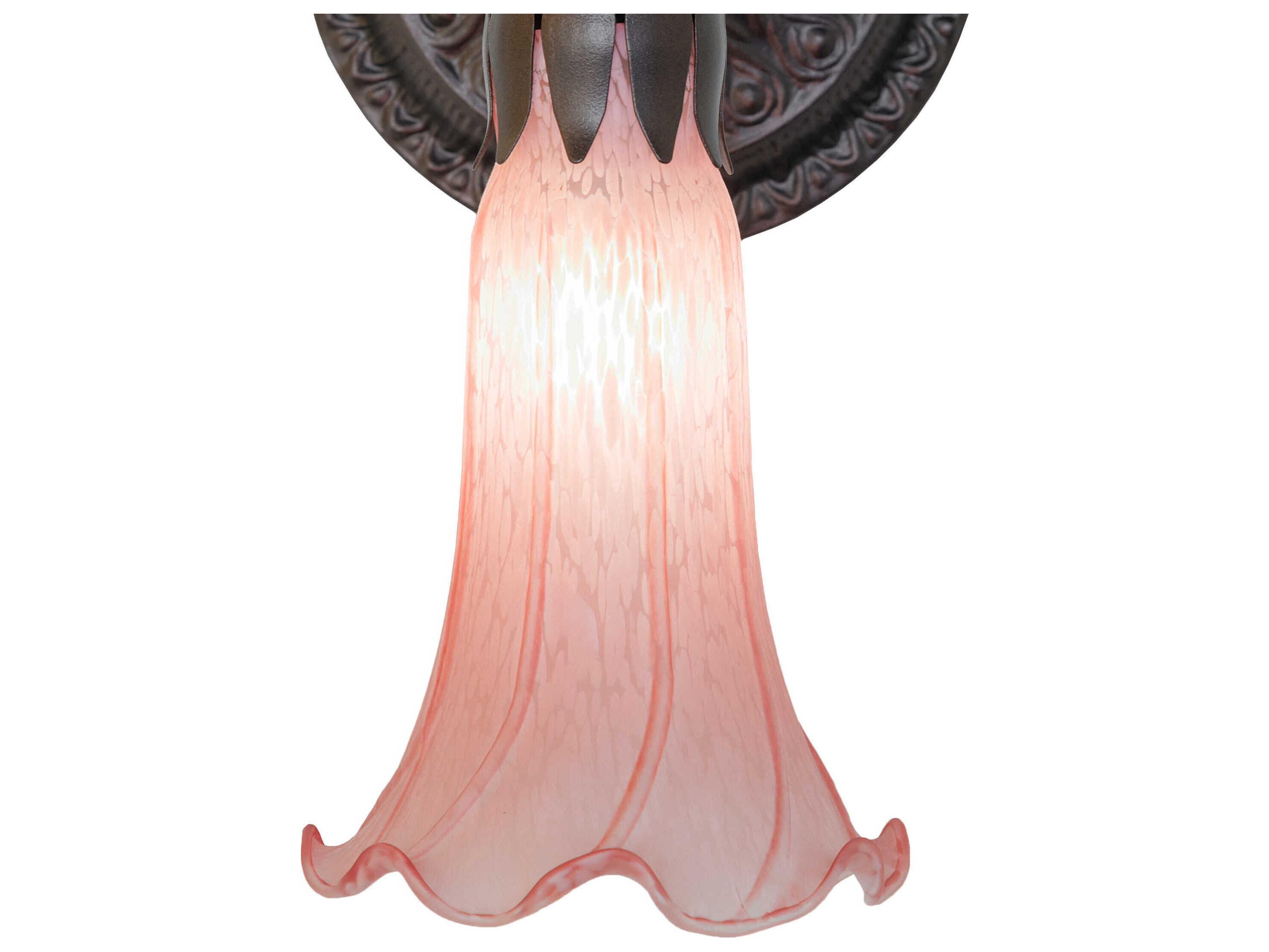 Meyda Pond Lily 1-Light Mahogany Bronze Glass Wall Sconce