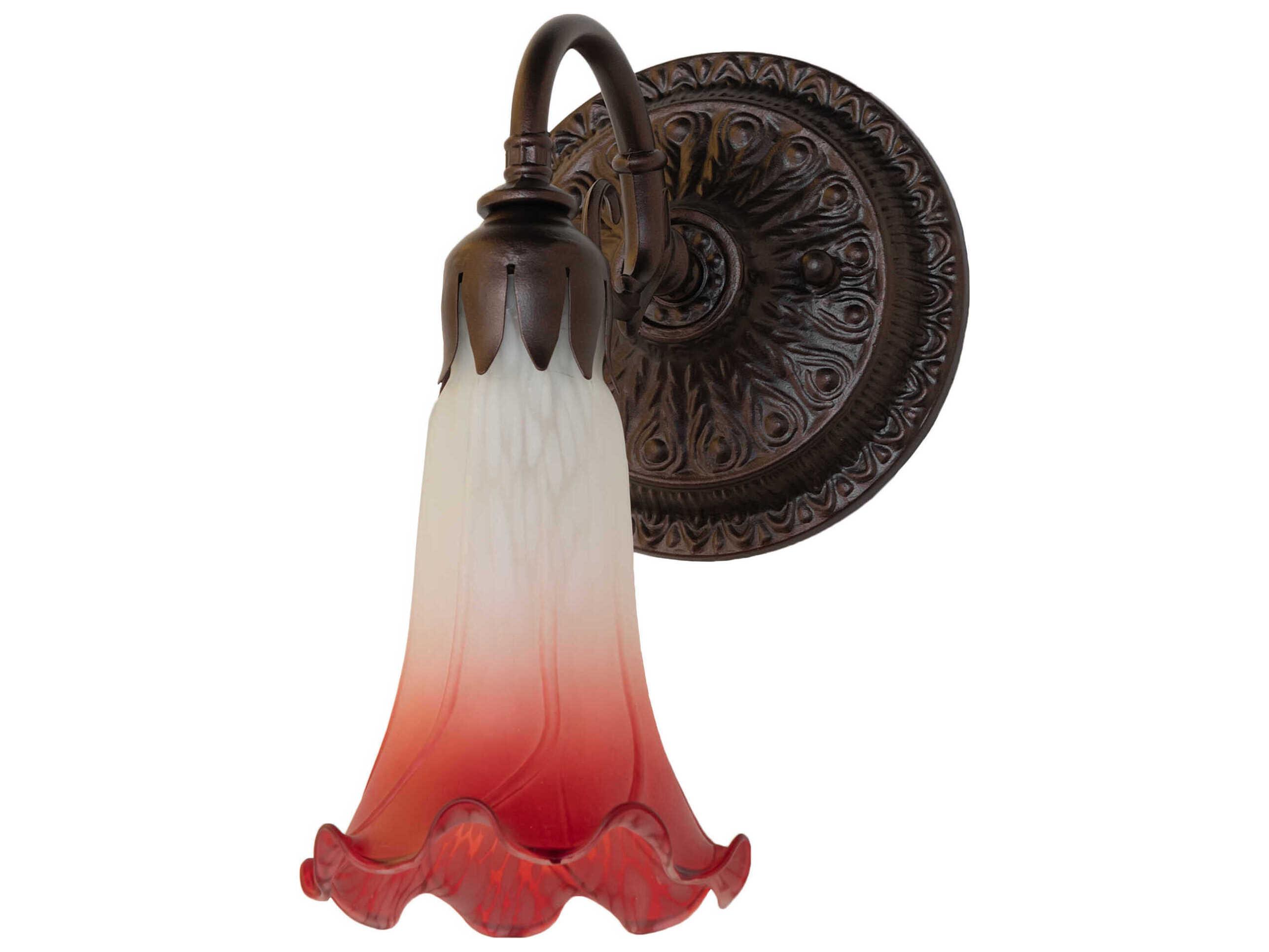 Meyda Pond Lily 1-Light Mahogany Bronze Glass Wall Sconce